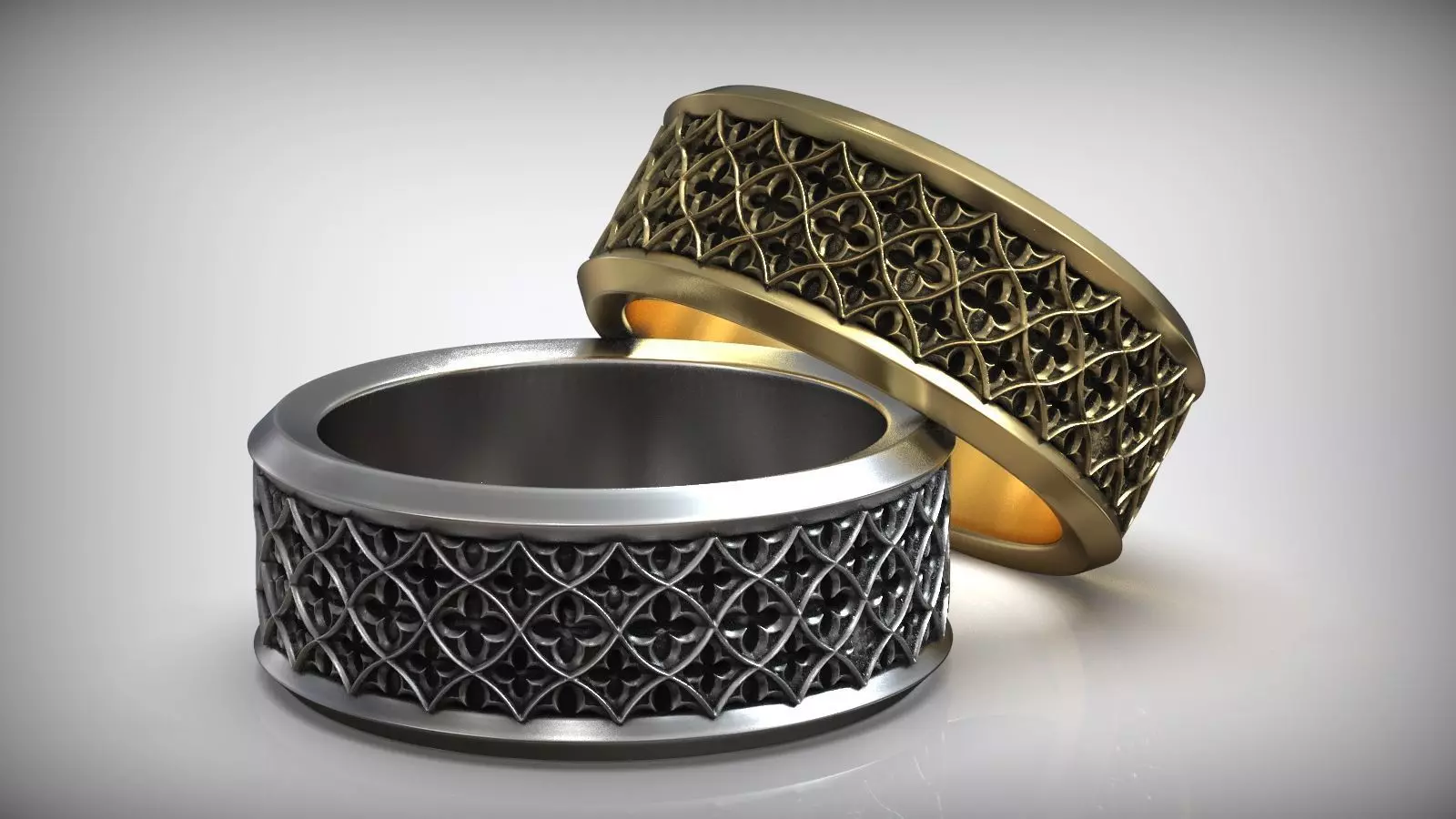 Goth Wedding Band Oxidized Vintage Gothic Ring 3D print model_0