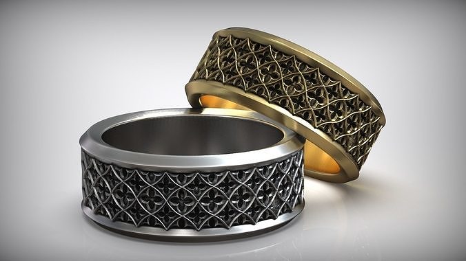 Goth Wedding Band Oxidized Vintage Gothic Ring 3D print model