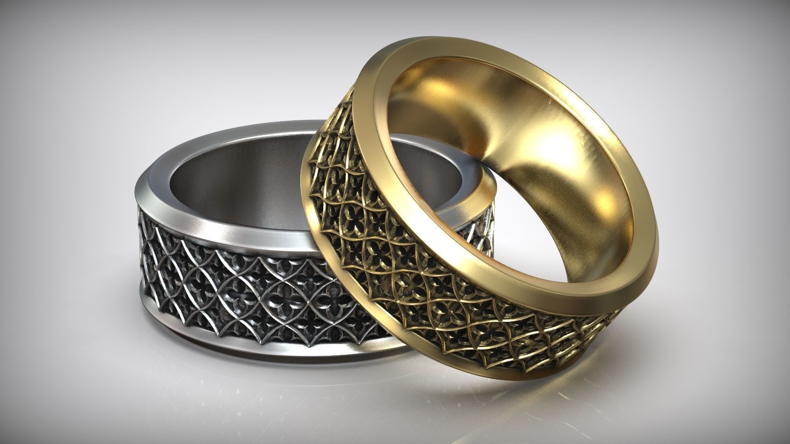 Goth Wedding Band Oxidized Vintage Gothic Ring 3D print model_2
