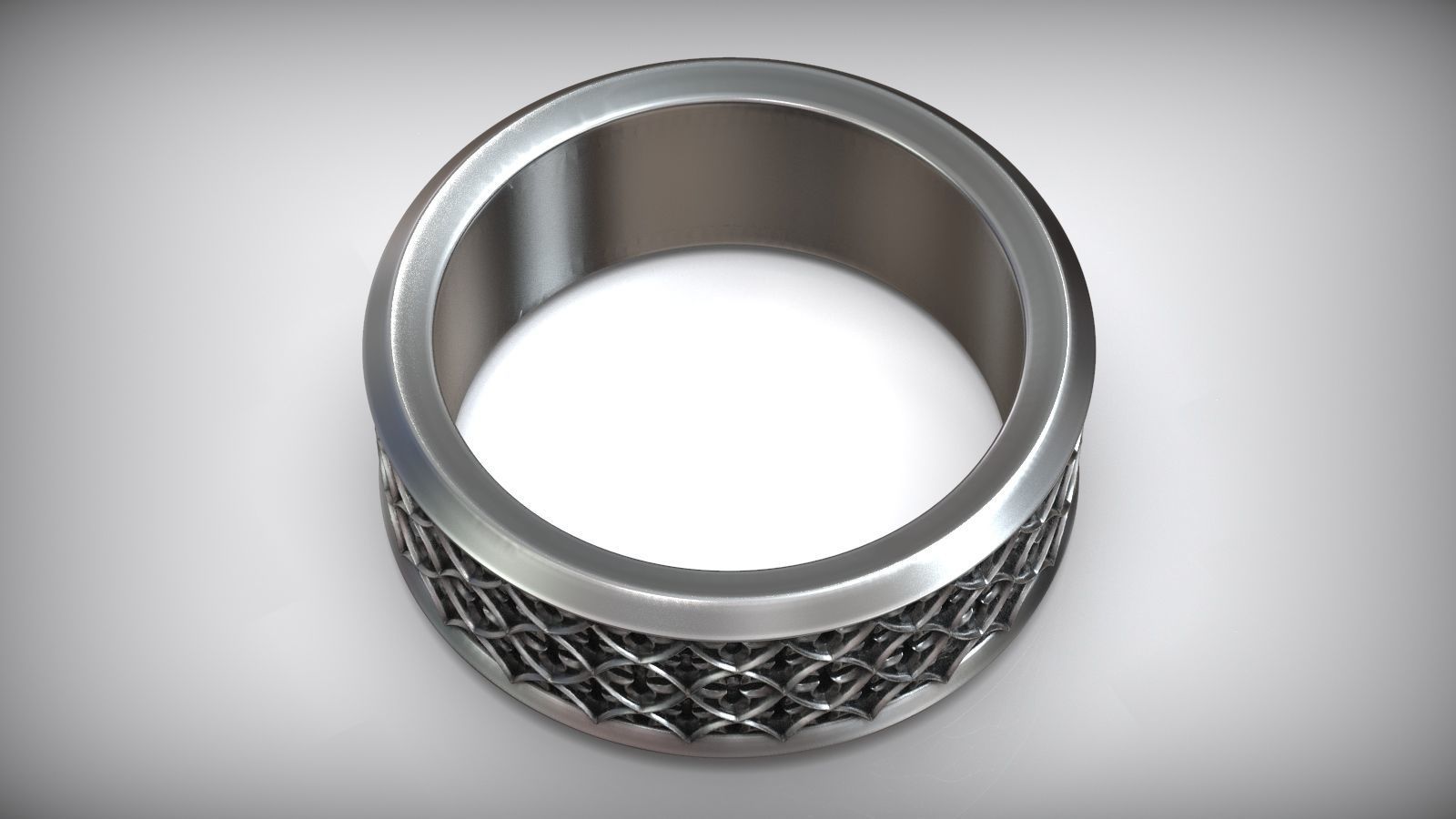 Goth Wedding Band Oxidized Vintage Gothic Ring 3D print model_5