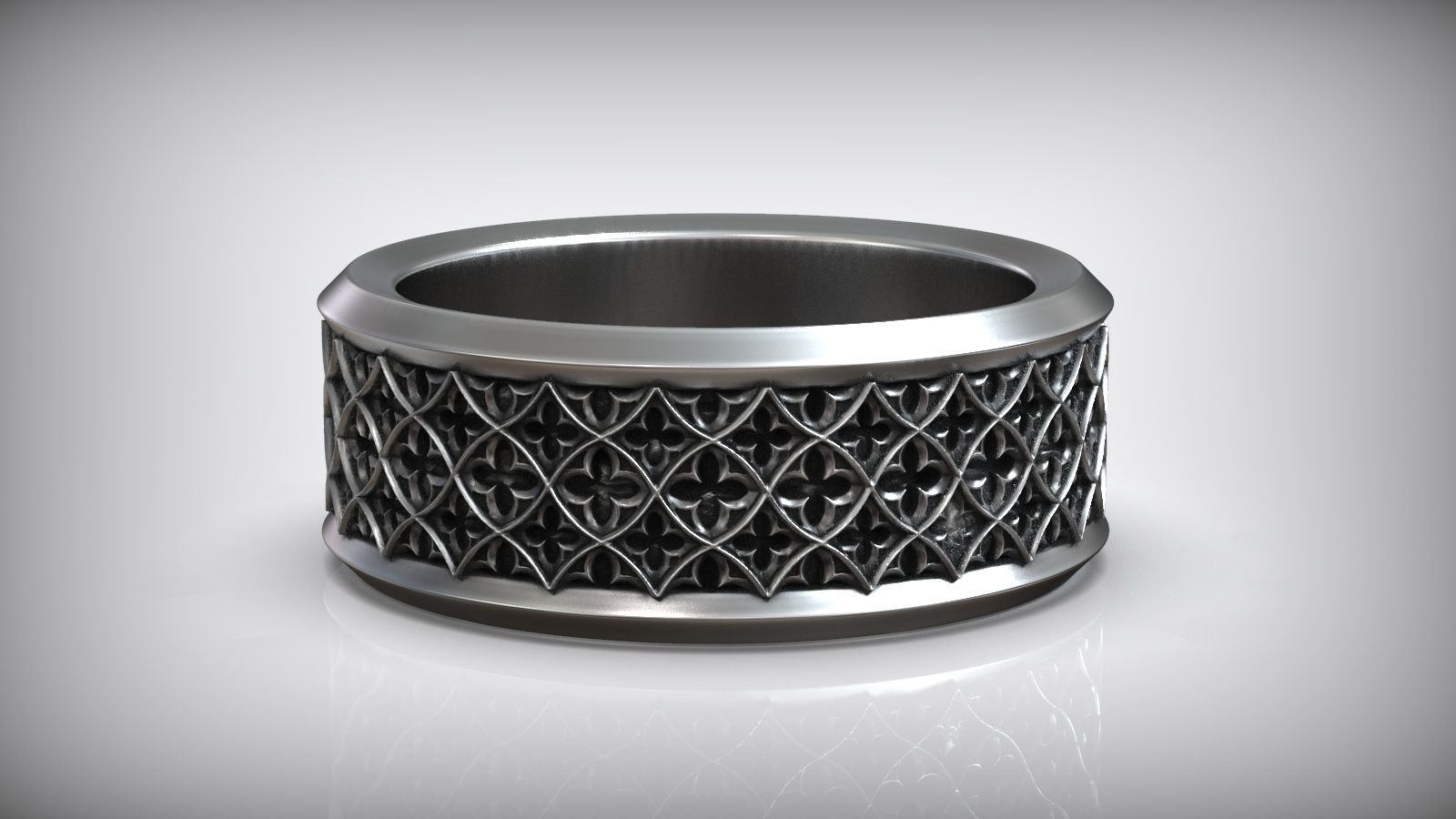 Goth Wedding Band Oxidized Vintage Gothic Ring 3D print model_3