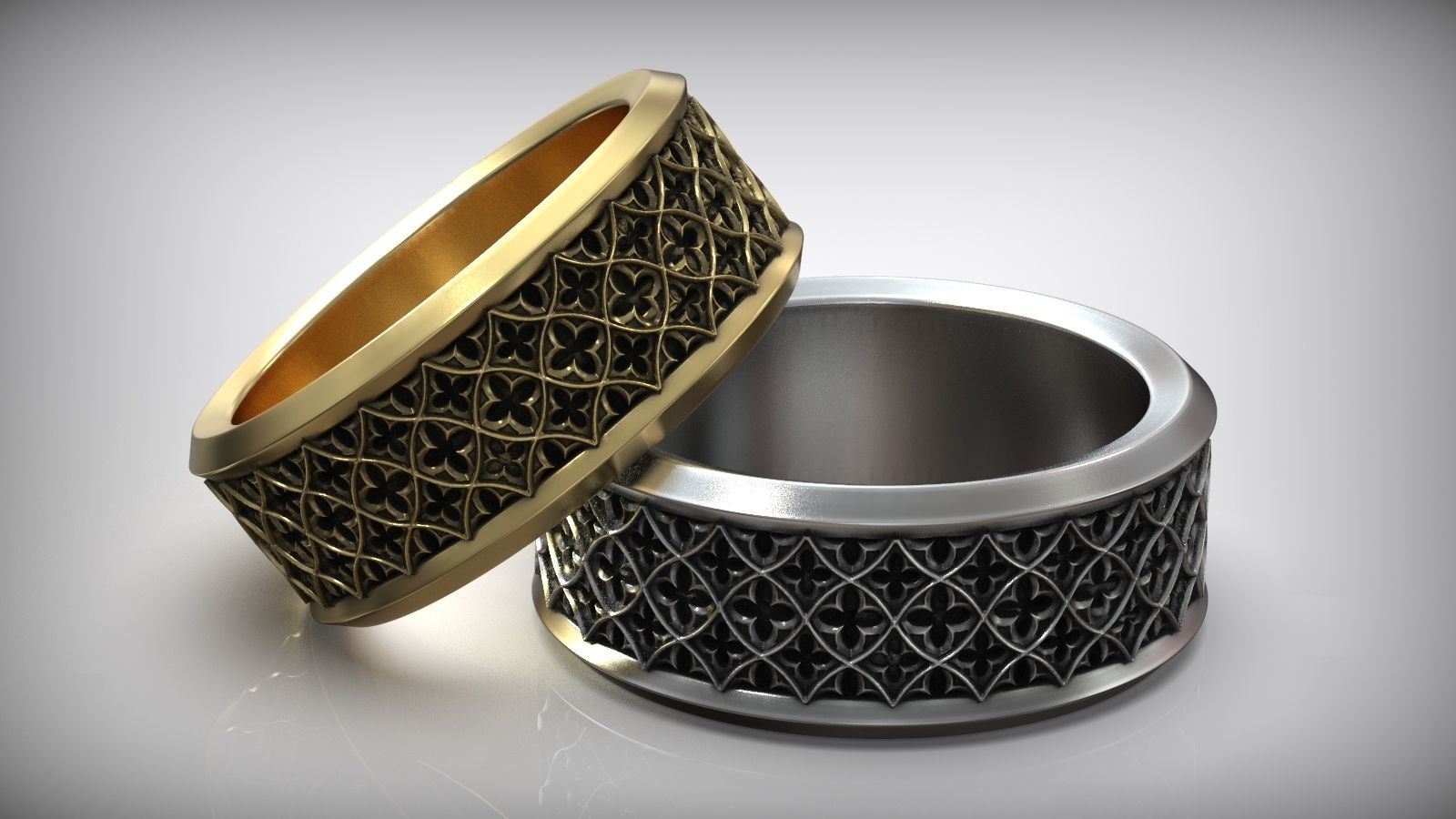 Goth Wedding Band Oxidized Vintage Gothic Ring 3D print model_1