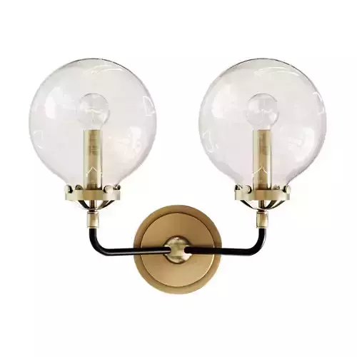 bra bistro globe clear glass double sconce nickel