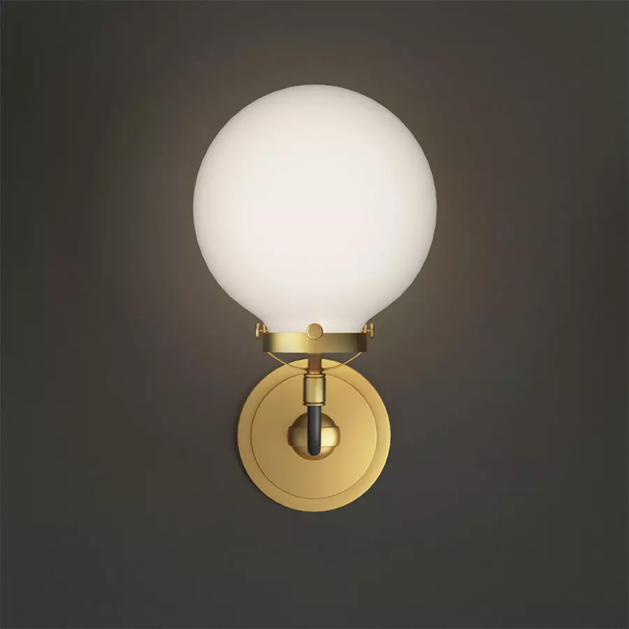 bra bistro globe clear glass single sconce brass milk 3D model_0