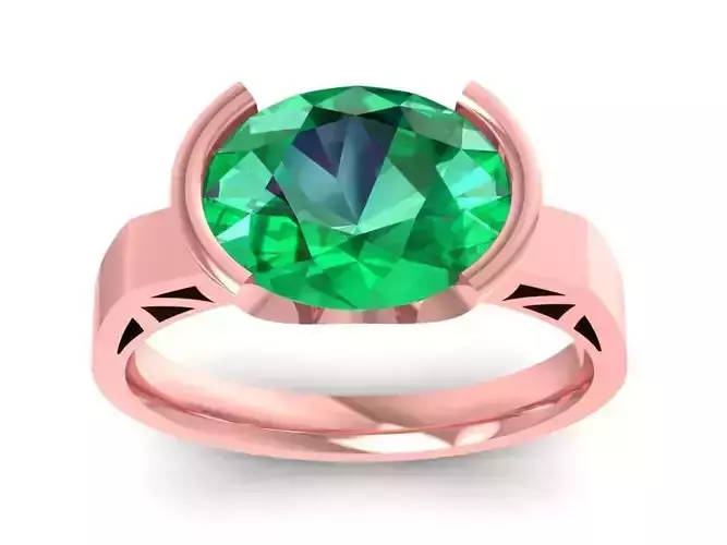 luxury oval emeral lady ring 3018 3D print model