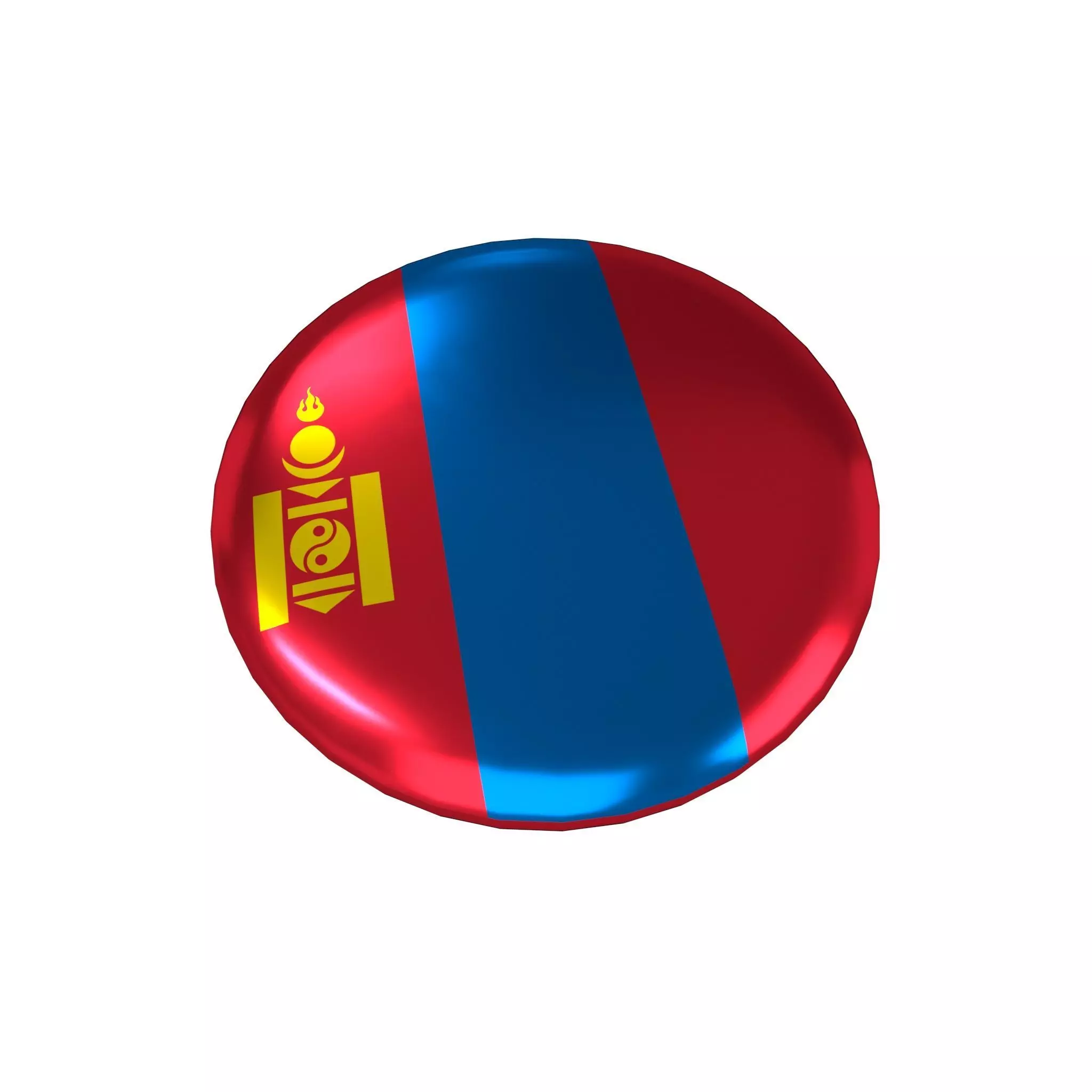 Pin Buttons 44 Mongolia Flag Low-poly 3D model_0