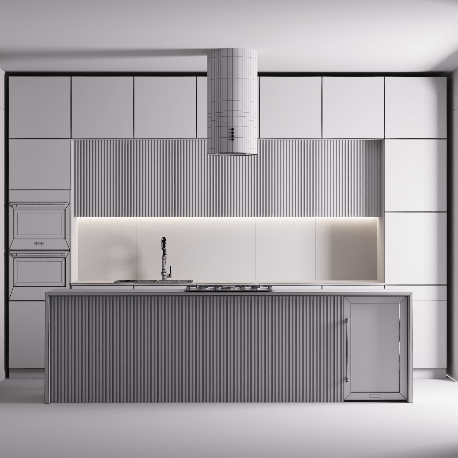 modern kitchen with island 009 3D model_4