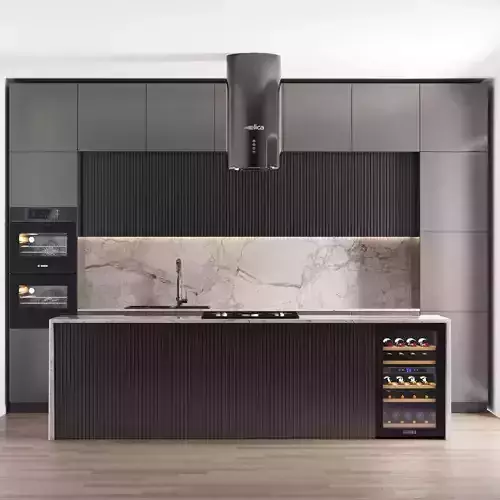 modern kitchen with island 009 3D model