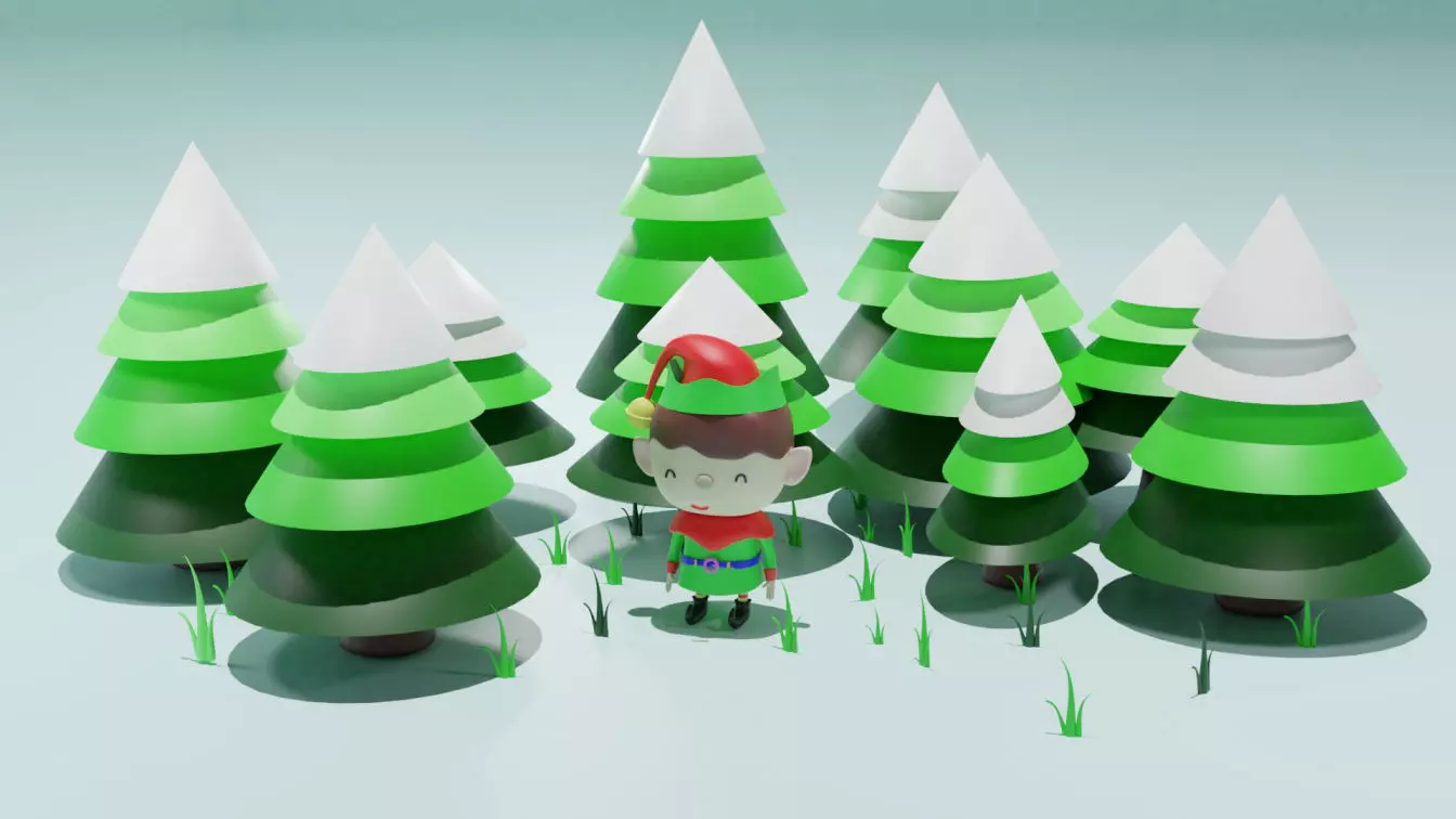 Cute boy Scene  3D model_0