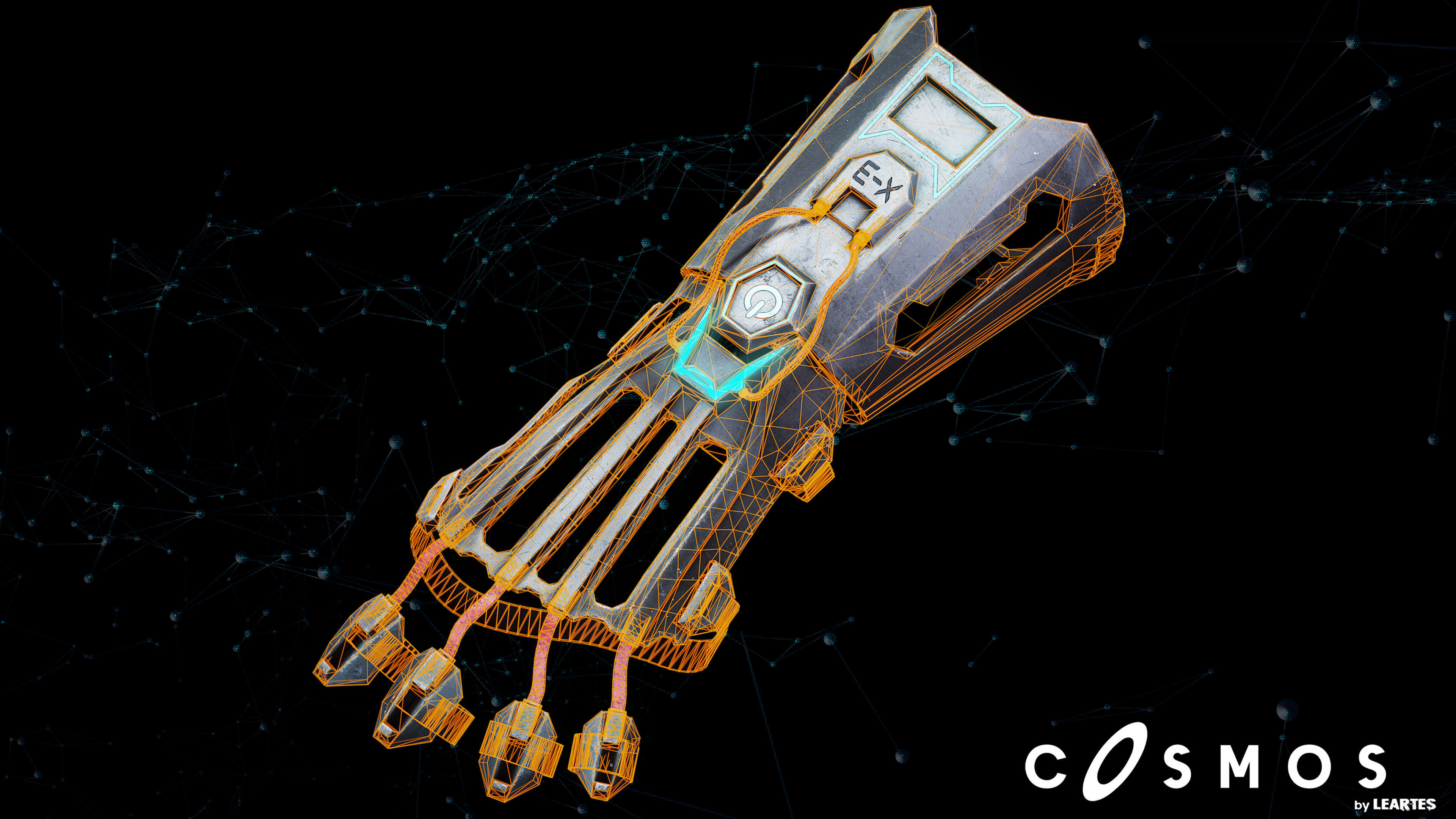 Cyberpunk X3 Combat Gloves Low-poly 3D model_4