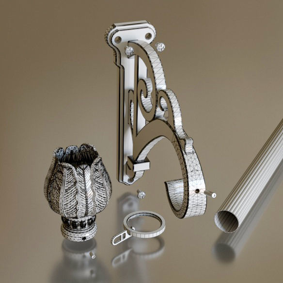 Bracket for curtain rods 3D model_3