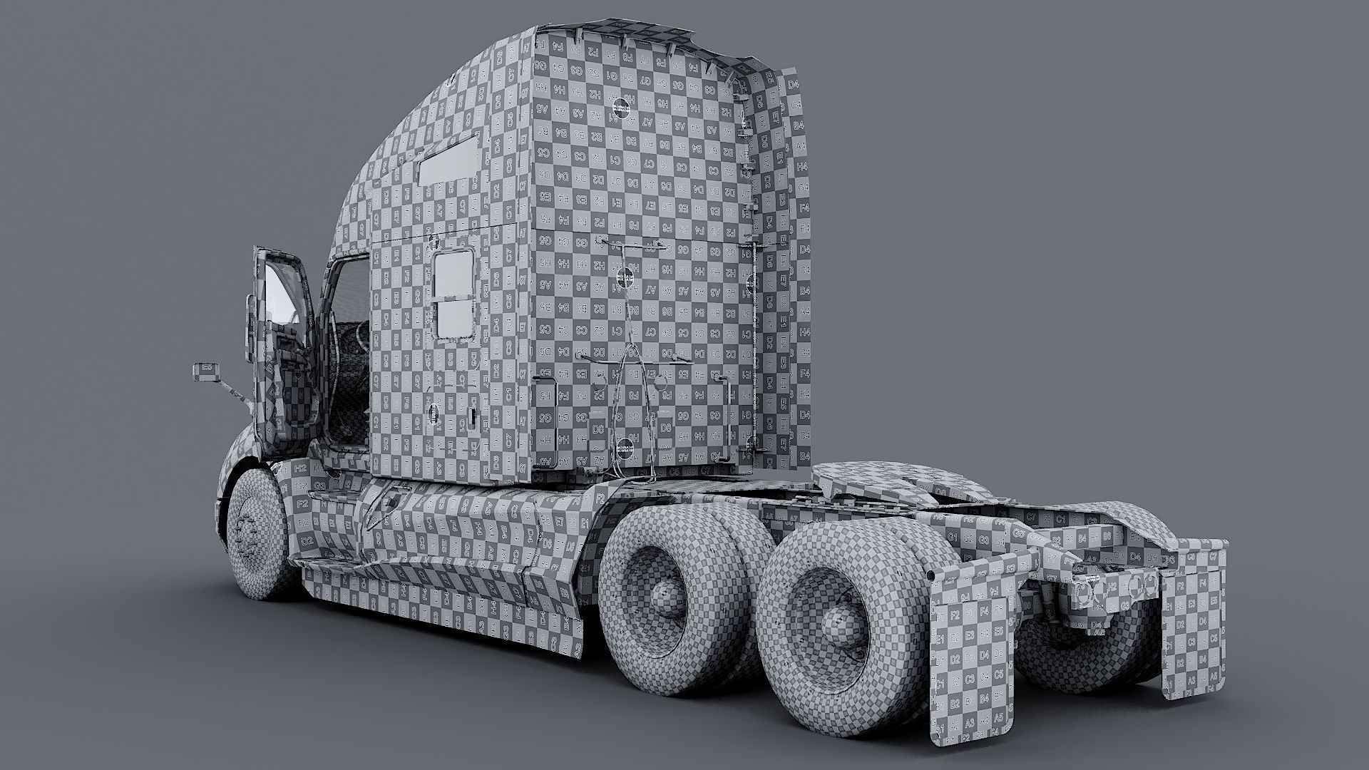 Kenworth T680 with detailed interior Low-poly 3D model_42