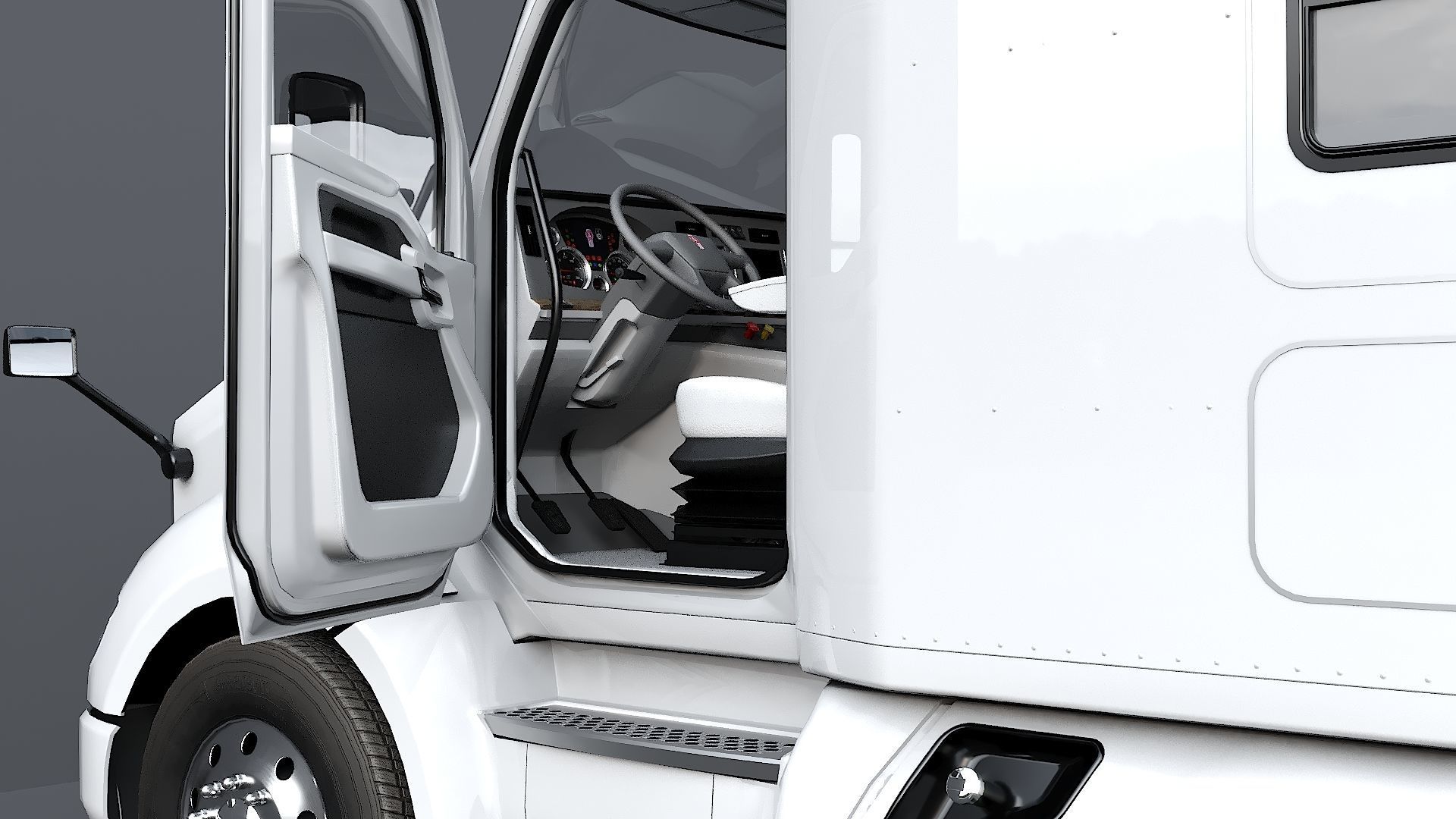 Kenworth T680 with detailed interior Low-poly 3D model_12