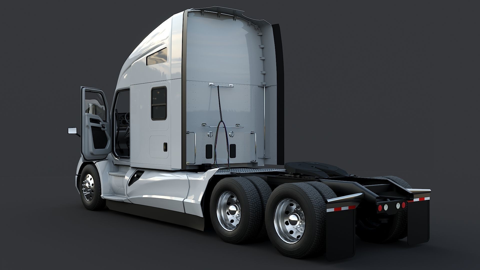 Kenworth T680 with detailed interior Low-poly 3D model_9