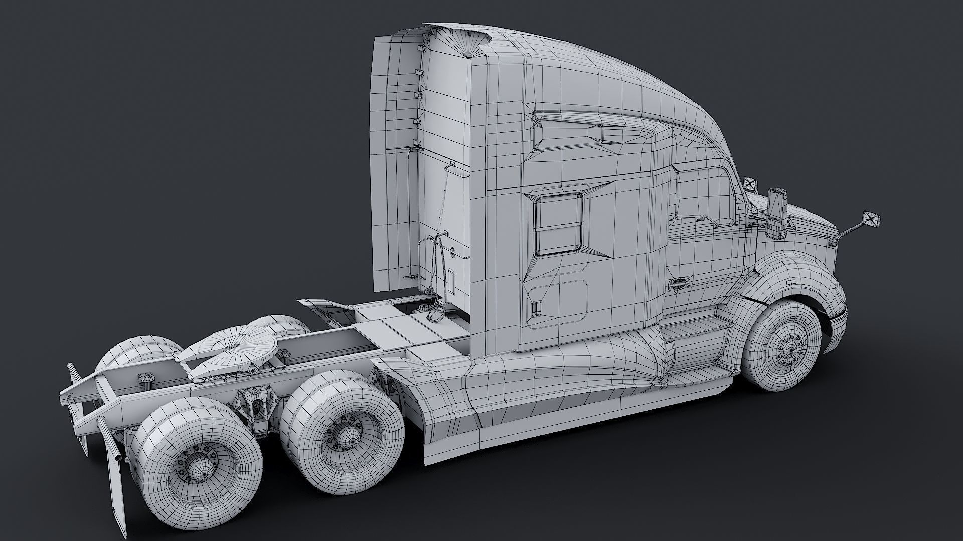 Kenworth T680 with detailed interior Low-poly 3D model_34