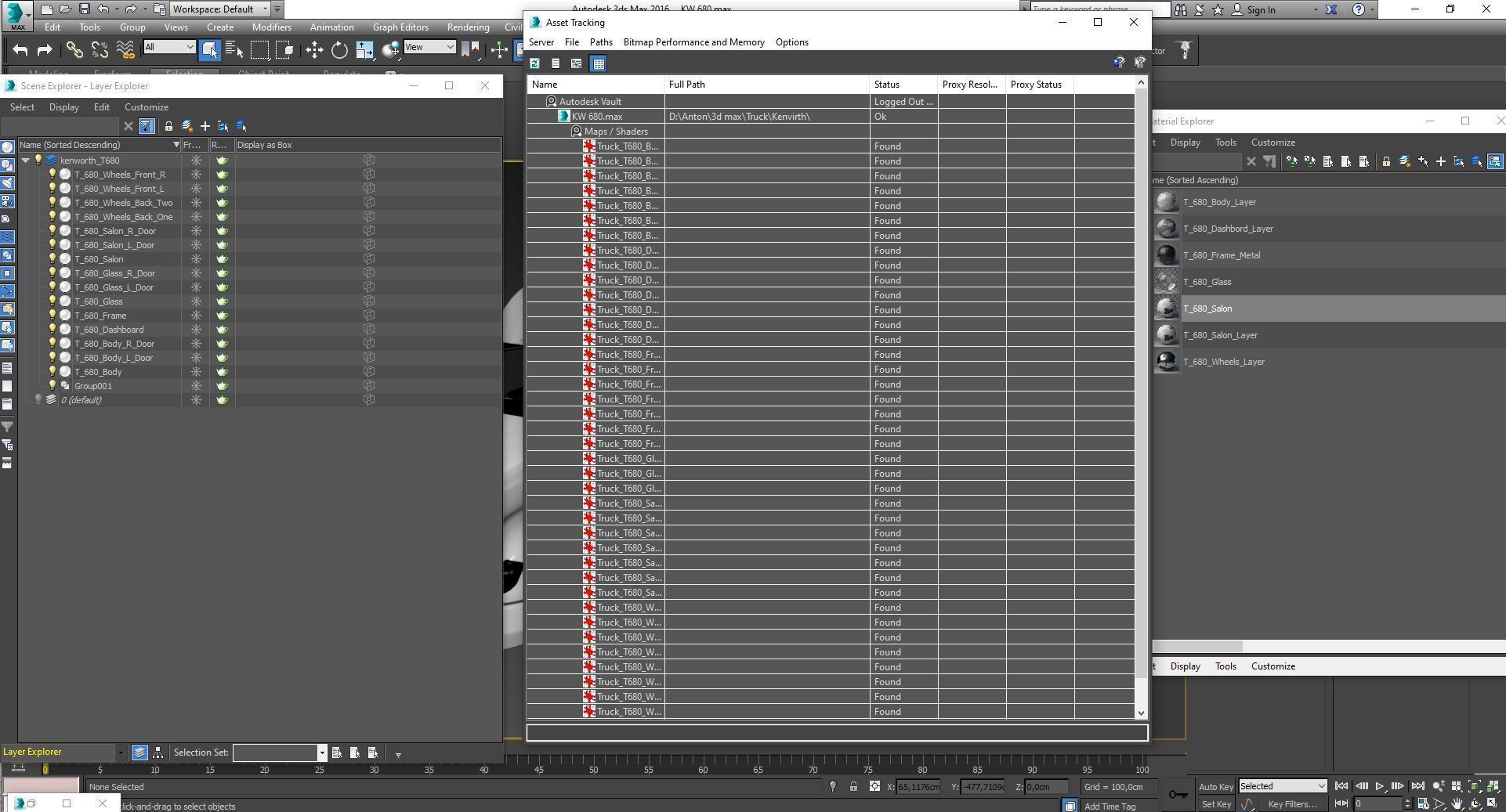 Kenworth T680 with detailed interior Low-poly 3D model_48