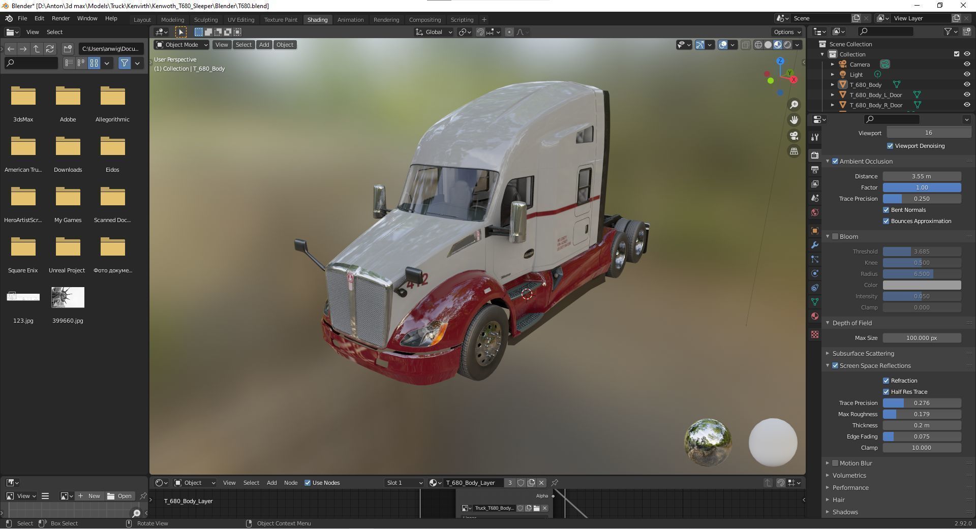 Kenworth T680 with detailed interior Low-poly 3D model_47