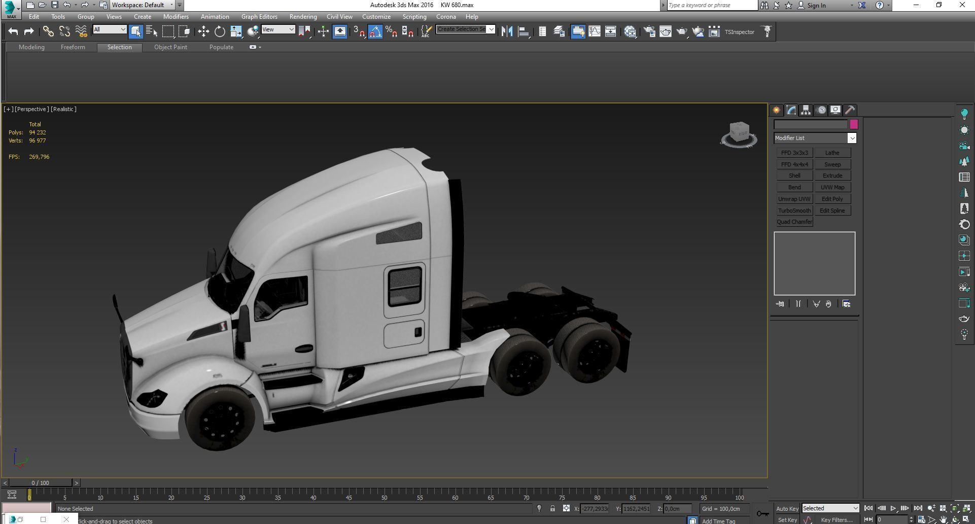 Kenworth T680 with detailed interior Low-poly 3D model_44