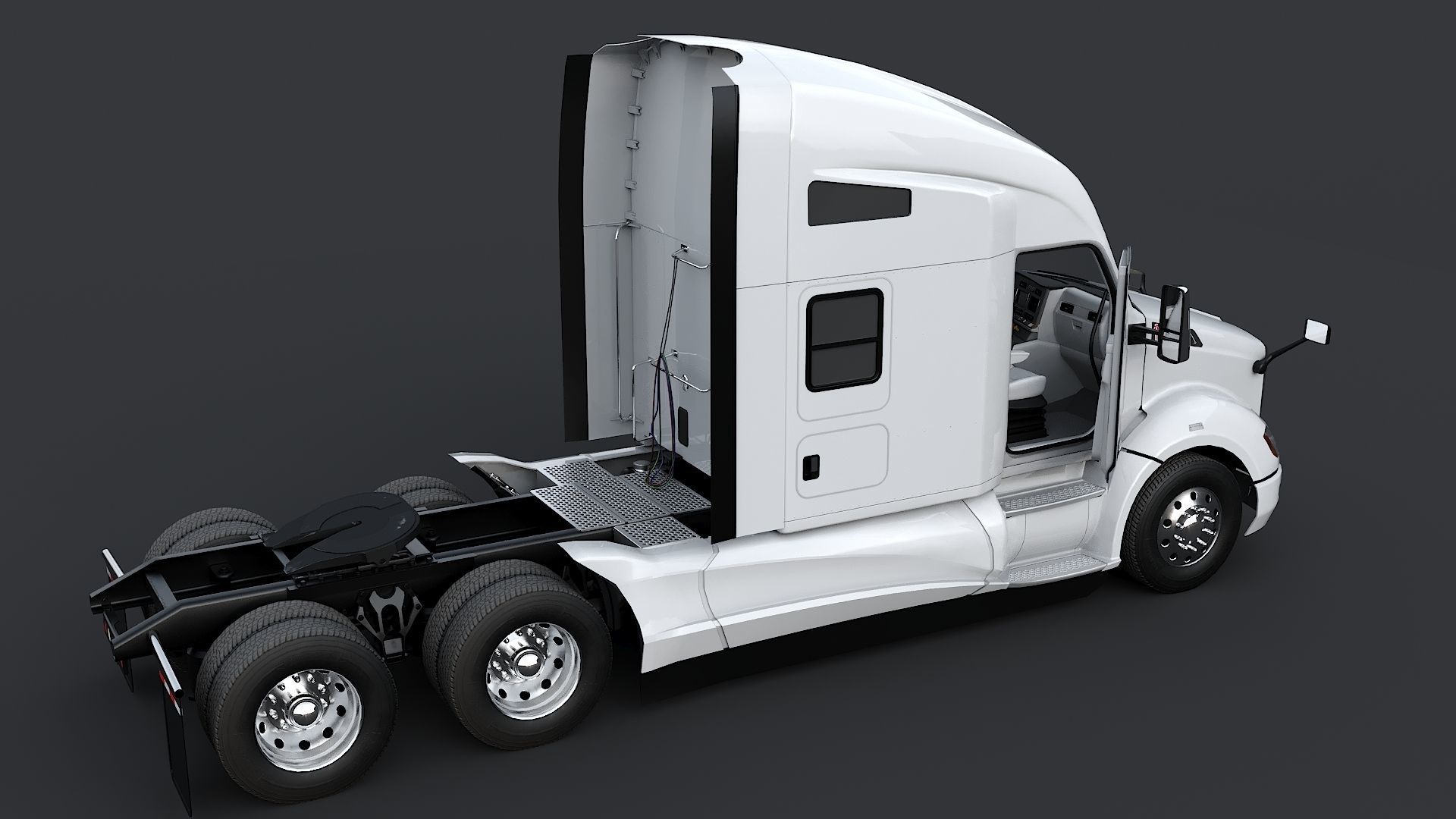 Kenworth T680 with detailed interior Low-poly 3D model_11