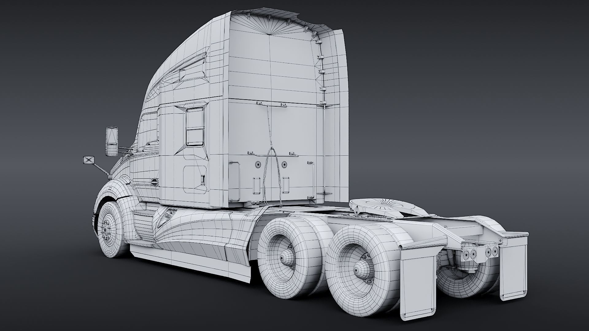 Kenworth T680 with detailed interior Low-poly 3D model_32