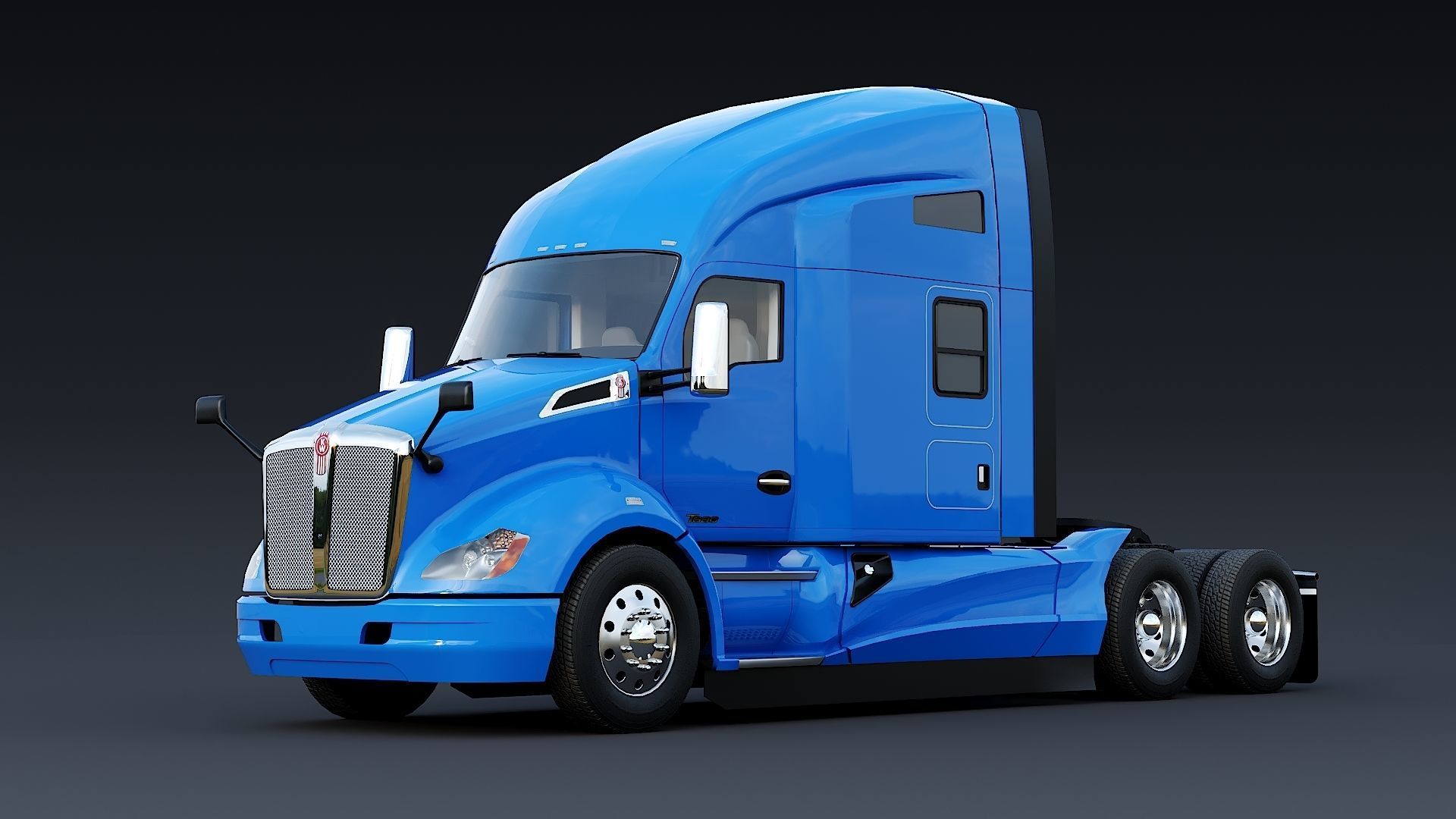 Kenworth T680 with detailed interior Low-poly 3D model_21