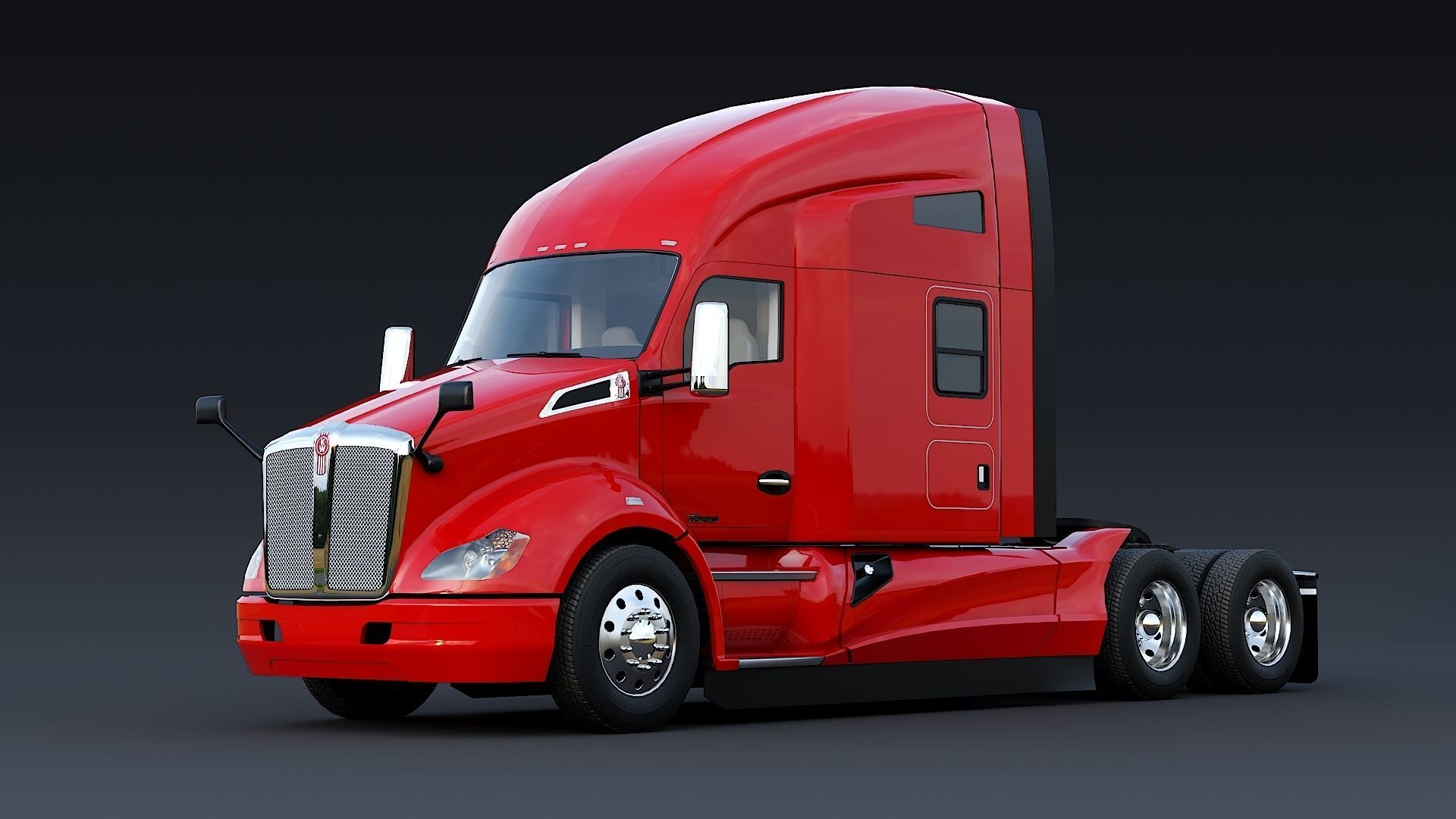 Kenworth T680 with detailed interior Low-poly 3D model_18