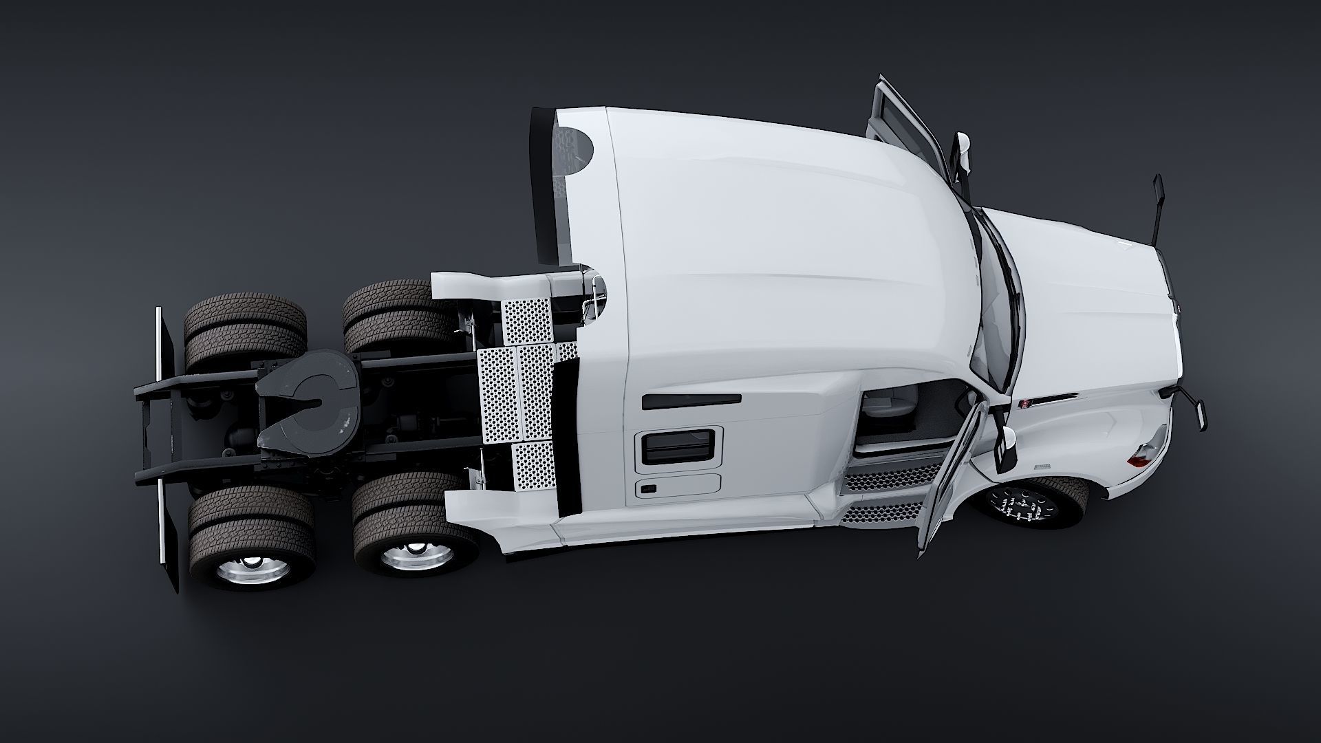 Kenworth T680 with detailed interior Low-poly 3D model_5