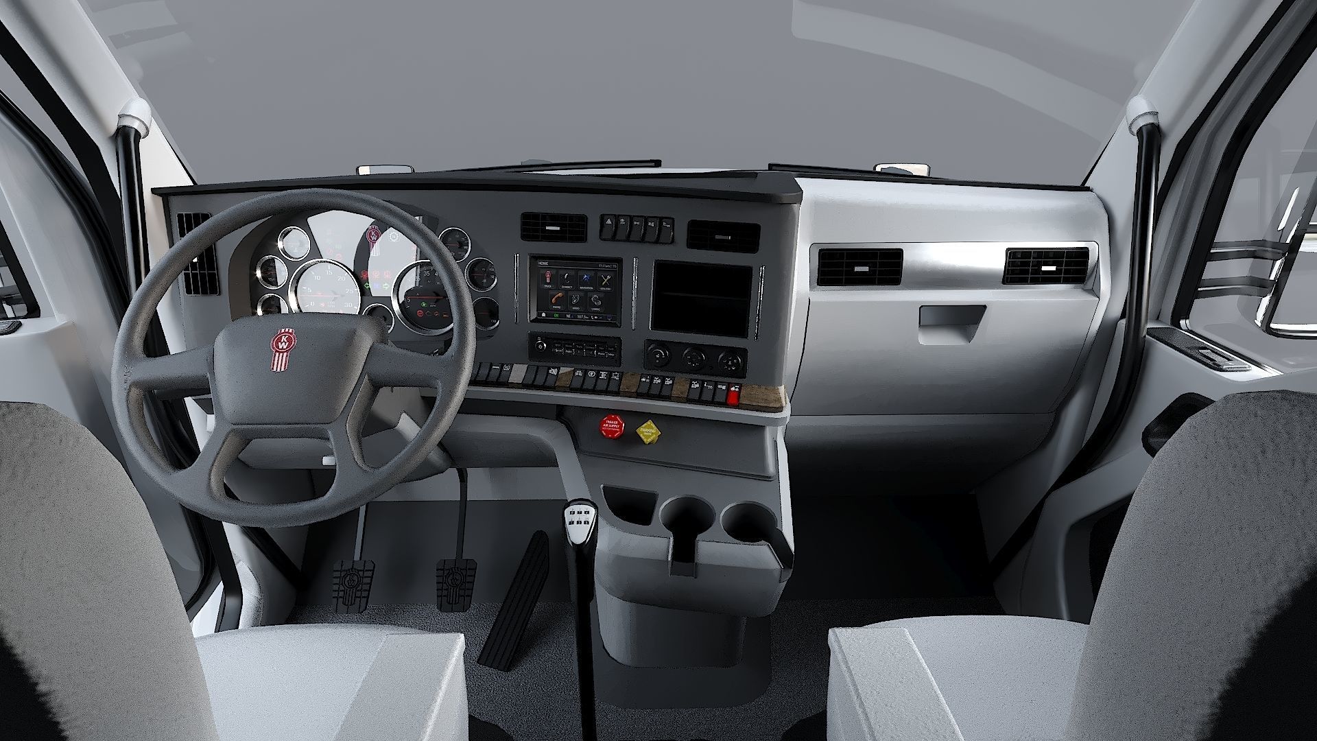Kenworth T680 with detailed interior Low-poly 3D model_13
