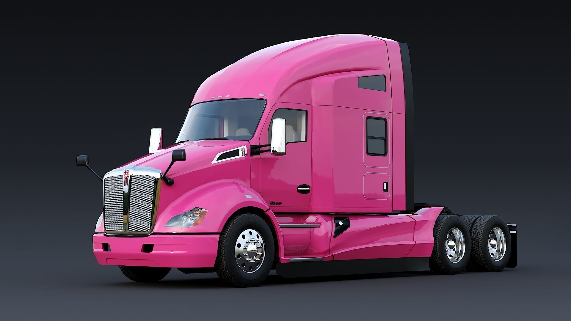 Kenworth T680 with detailed interior Low-poly 3D model_19