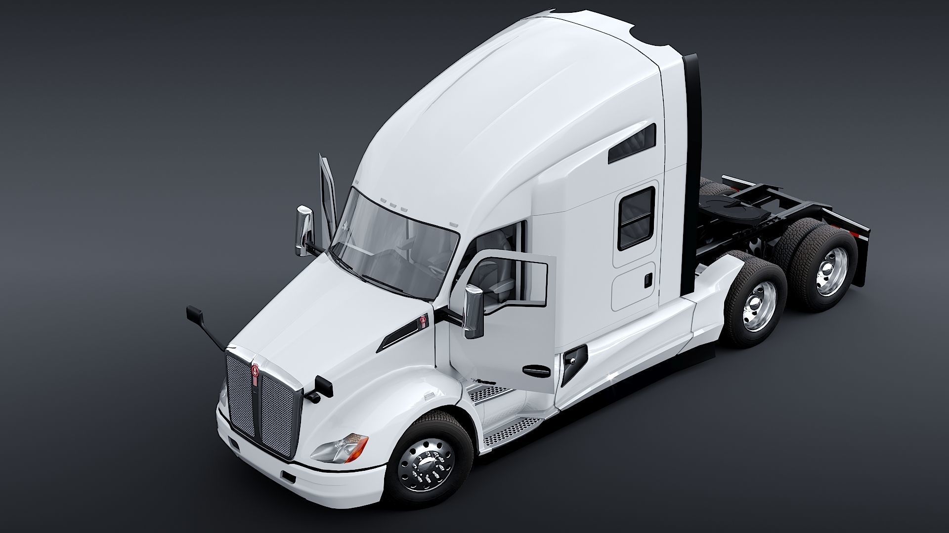 Kenworth T680 with detailed interior Low-poly 3D model_6