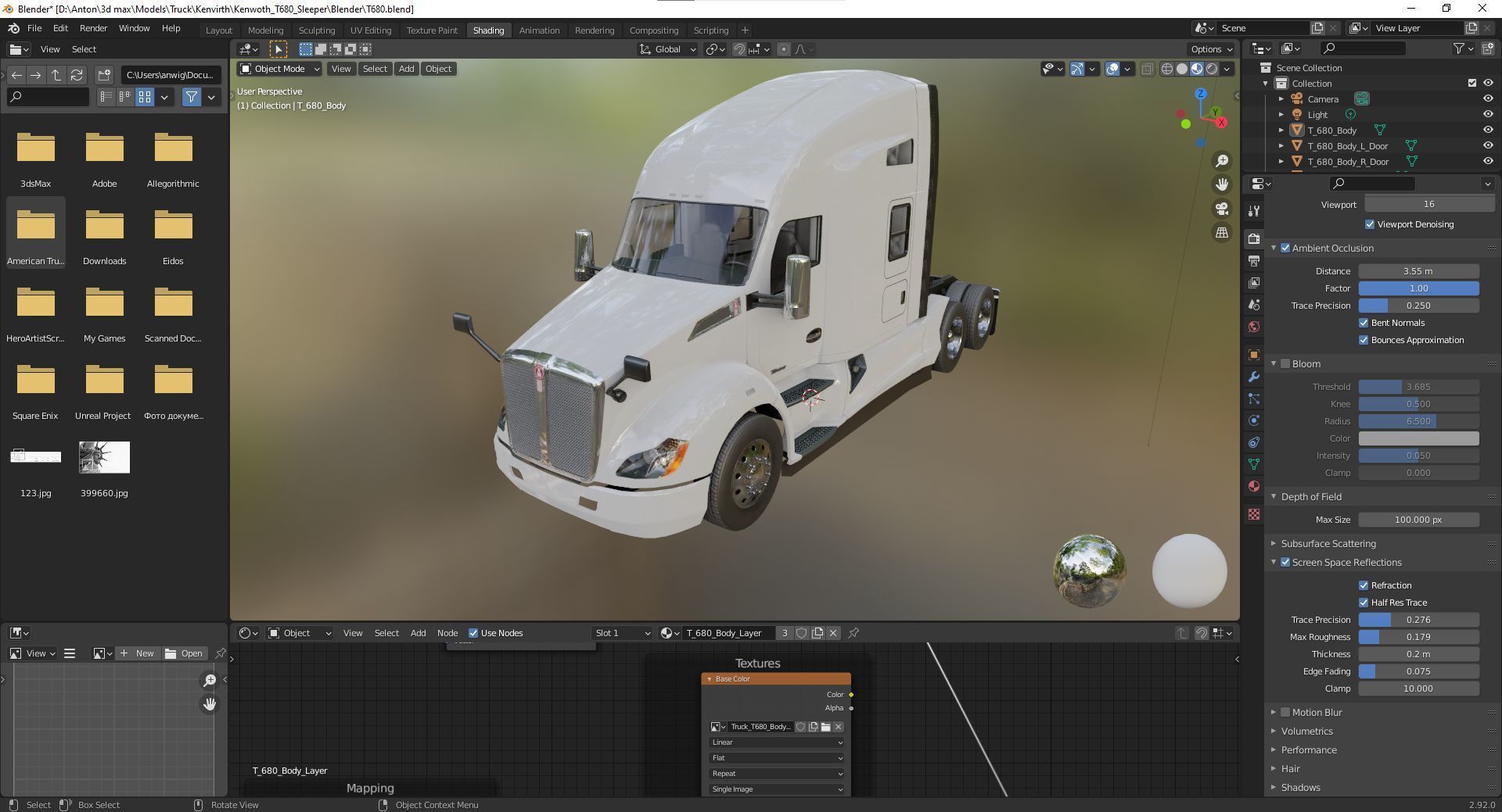 Kenworth T680 with detailed interior Low-poly 3D model_45
