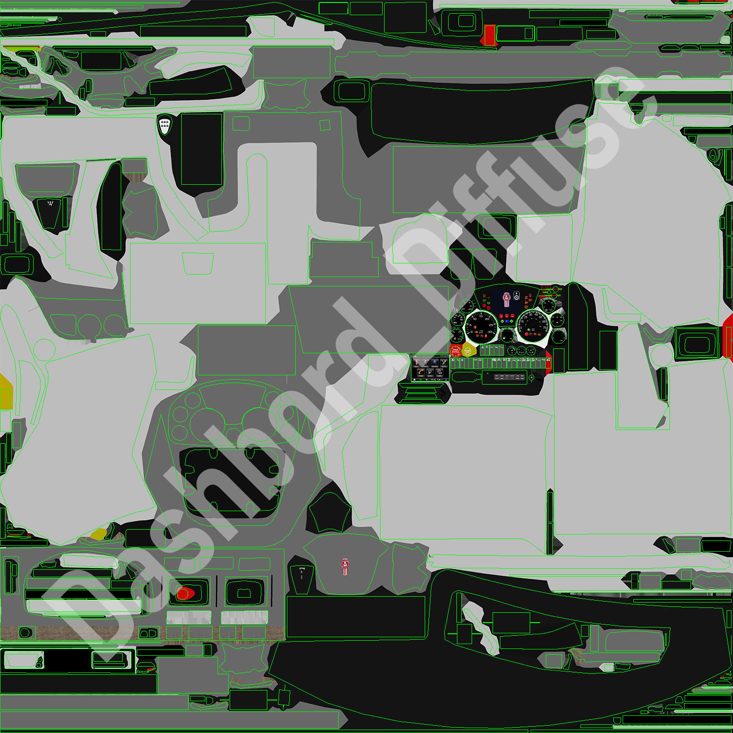 Kenworth T680 with detailed interior Low-poly 3D model_49