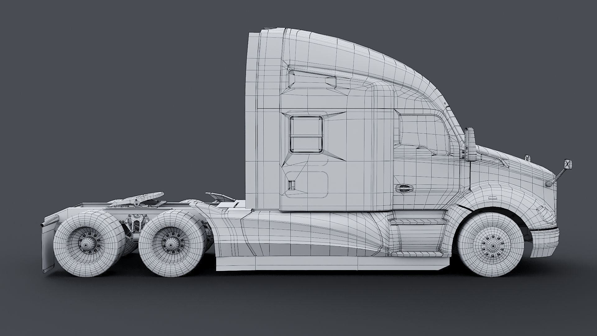 Kenworth T680 with detailed interior Low-poly 3D model_35