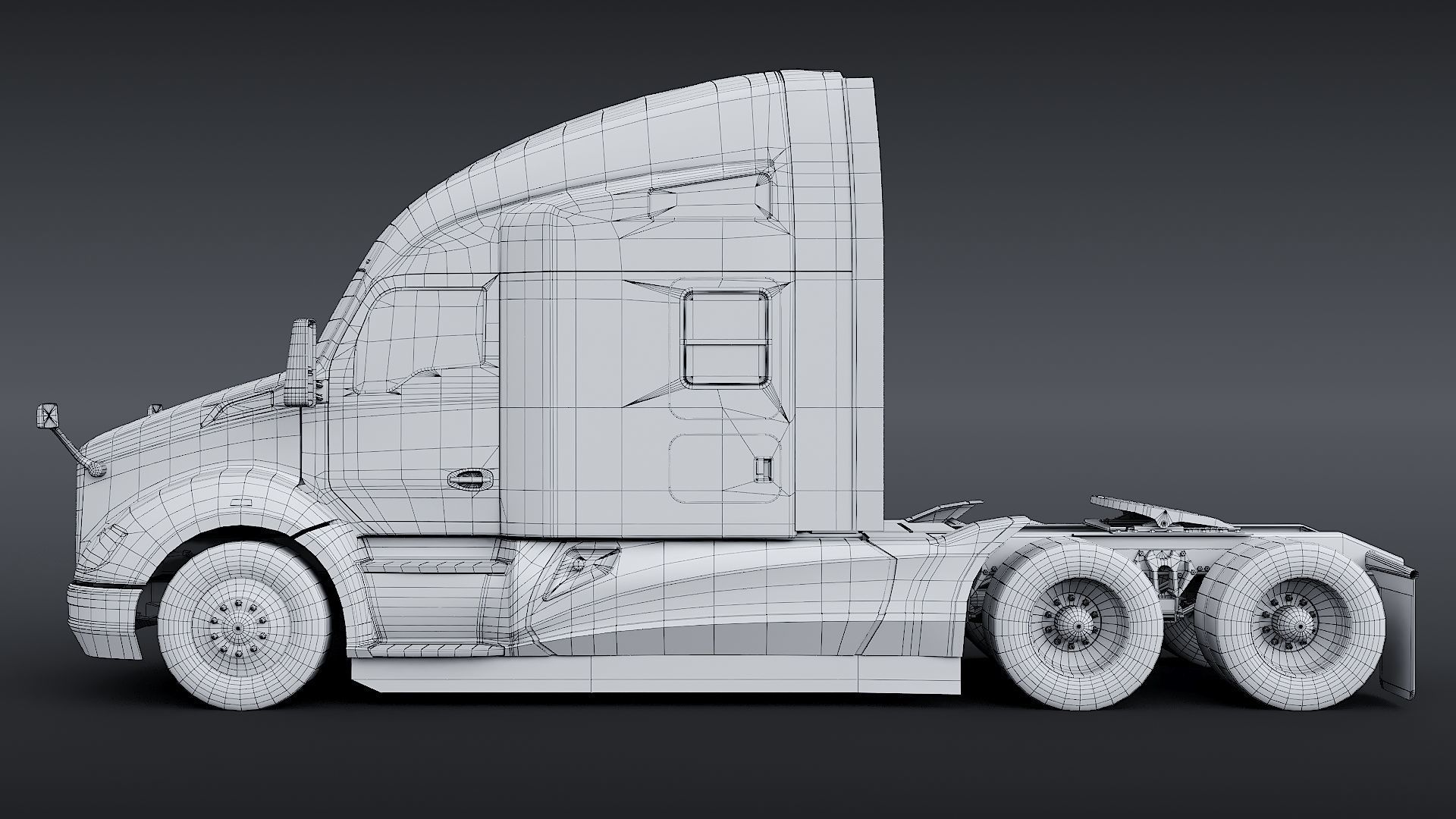 Kenworth T680 with detailed interior Low-poly 3D model_31