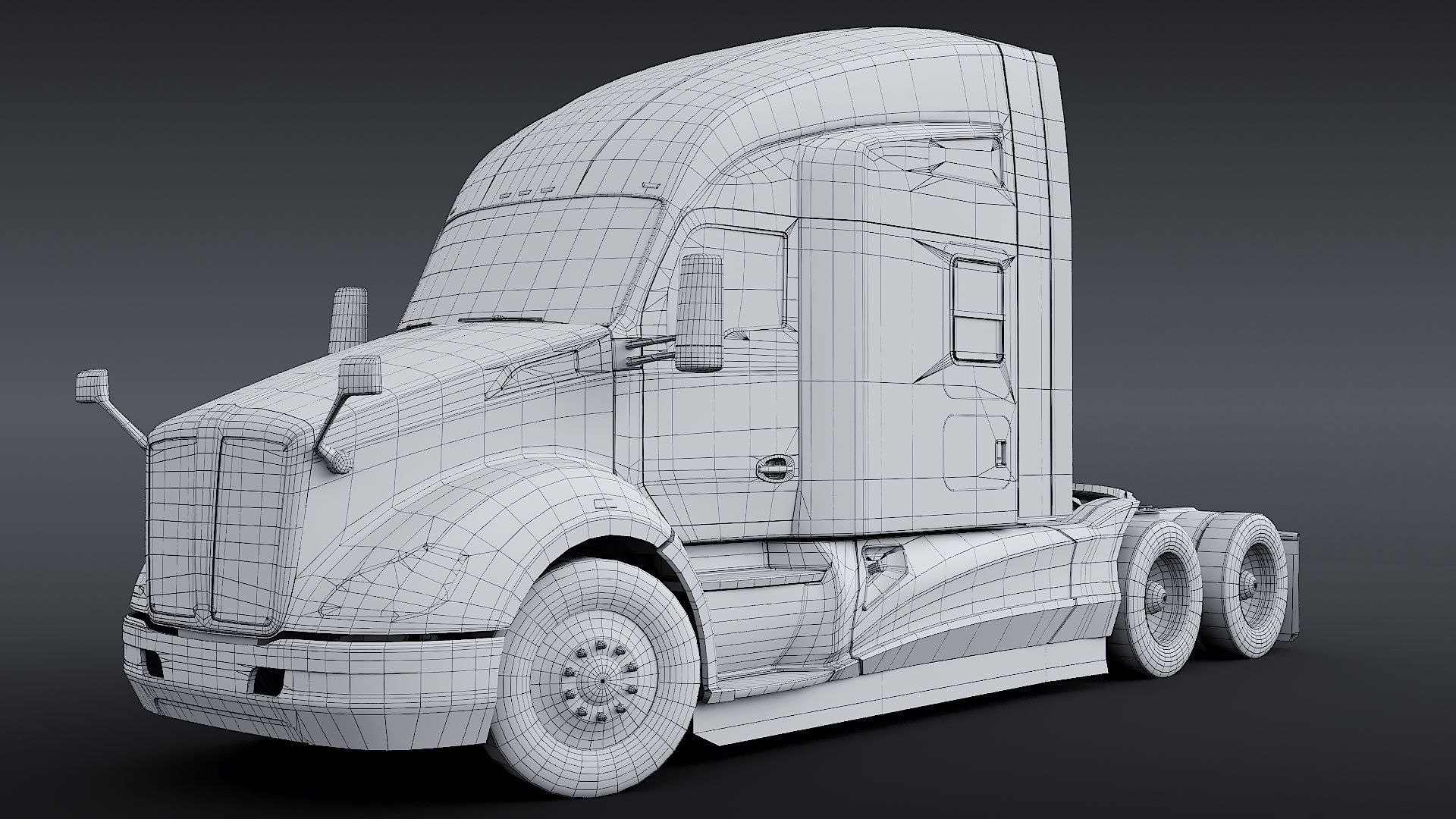 Kenworth T680 with detailed interior Low-poly 3D model_30