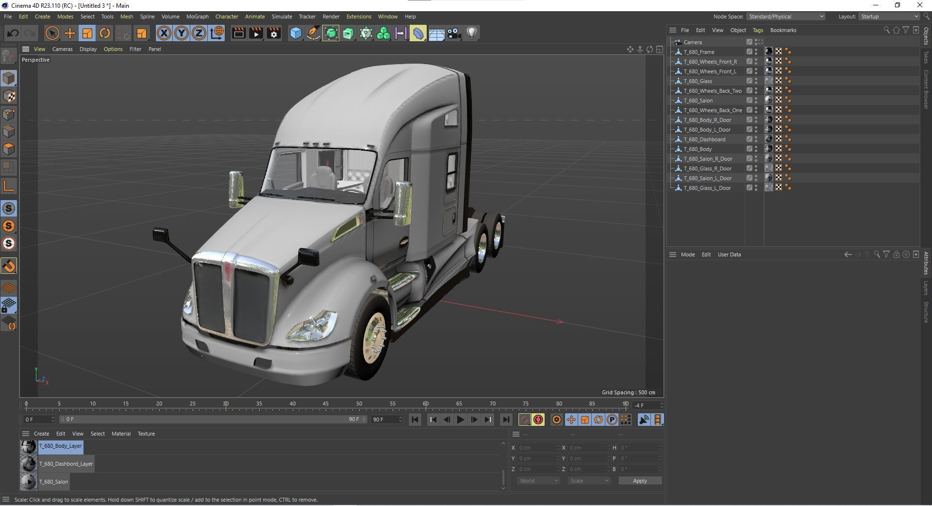 Kenworth T680 with detailed interior Low-poly 3D model_46