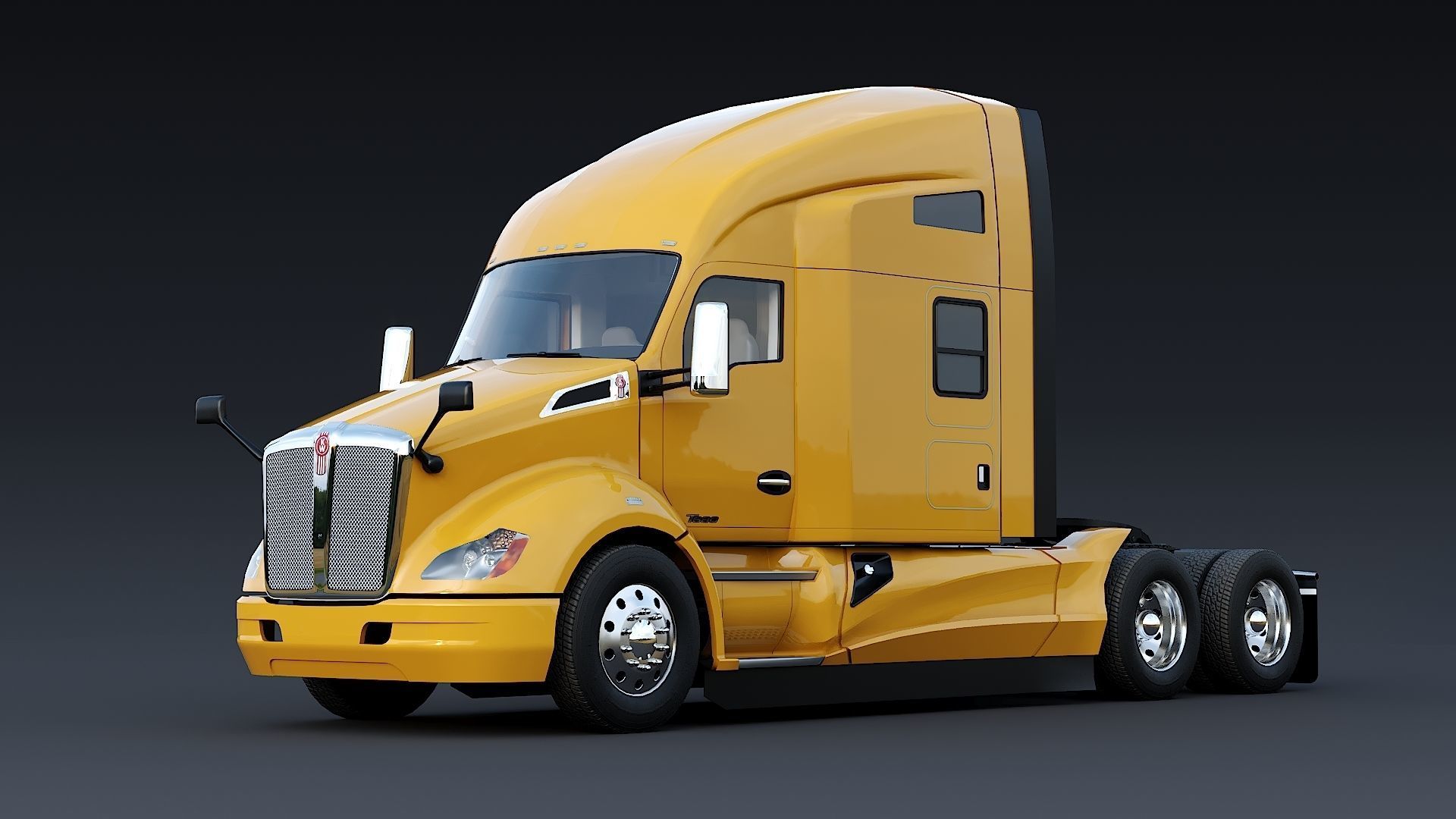 Kenworth T680 with detailed interior Low-poly 3D model_20