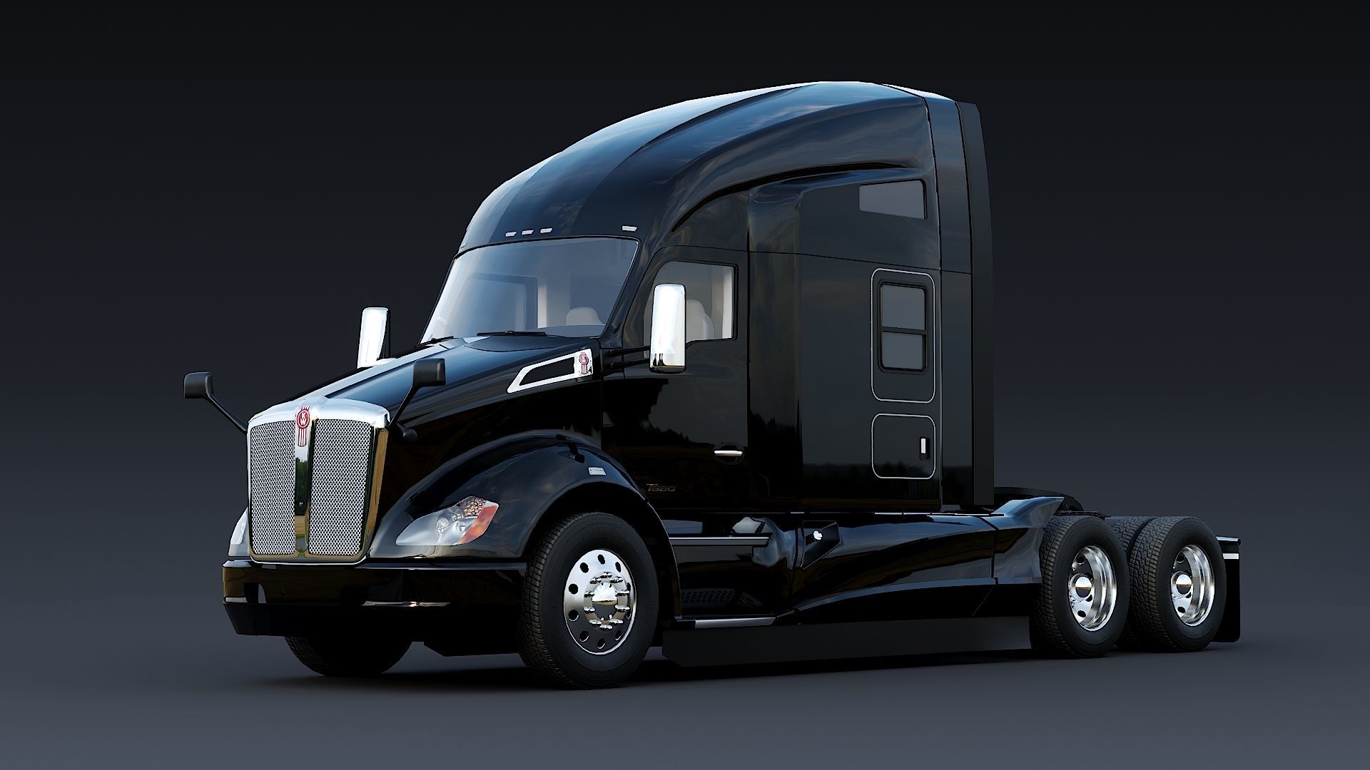 Kenworth T680 with detailed interior Low-poly 3D model_22
