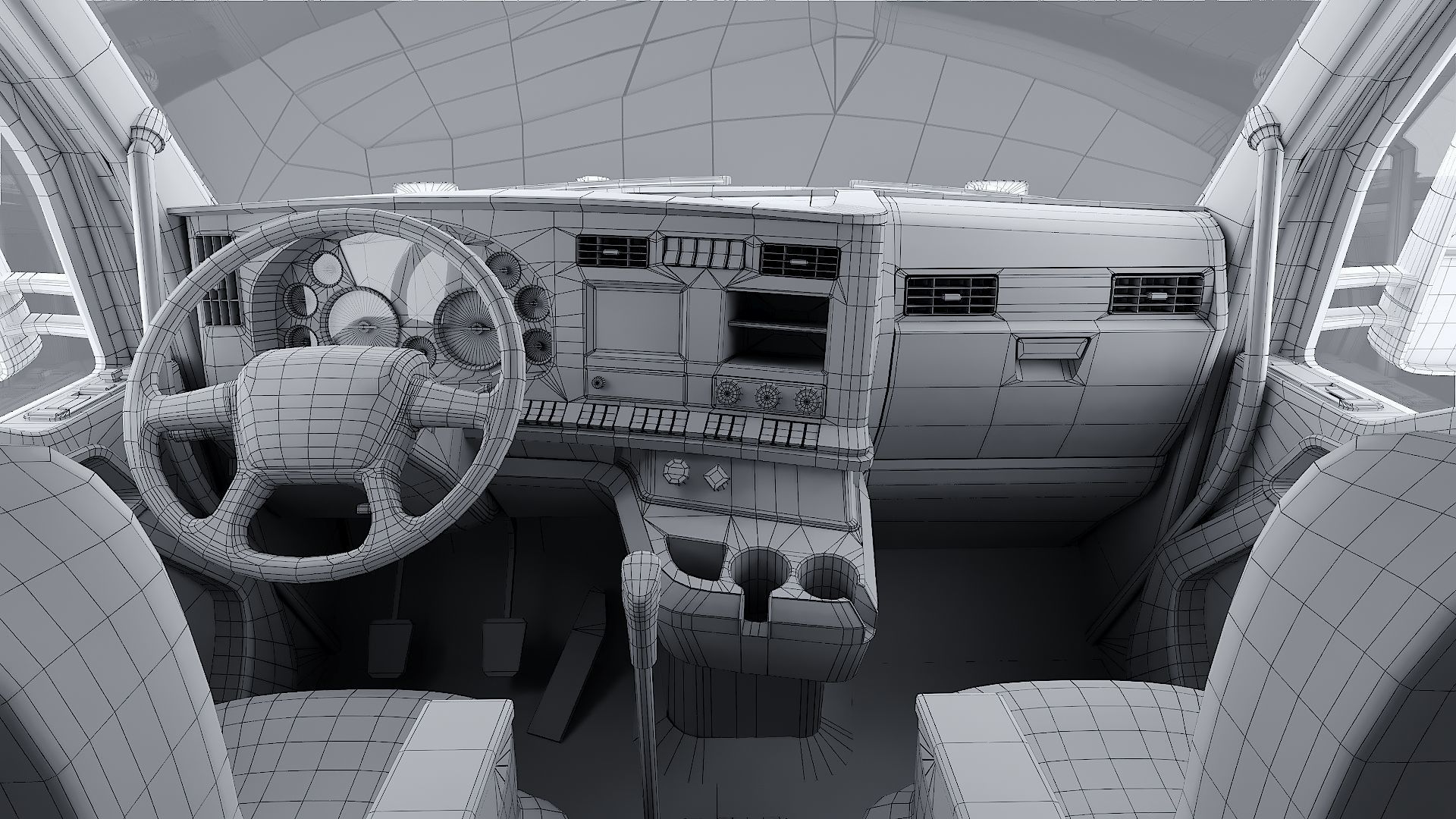 Kenworth T680 with detailed interior Low-poly 3D model_39