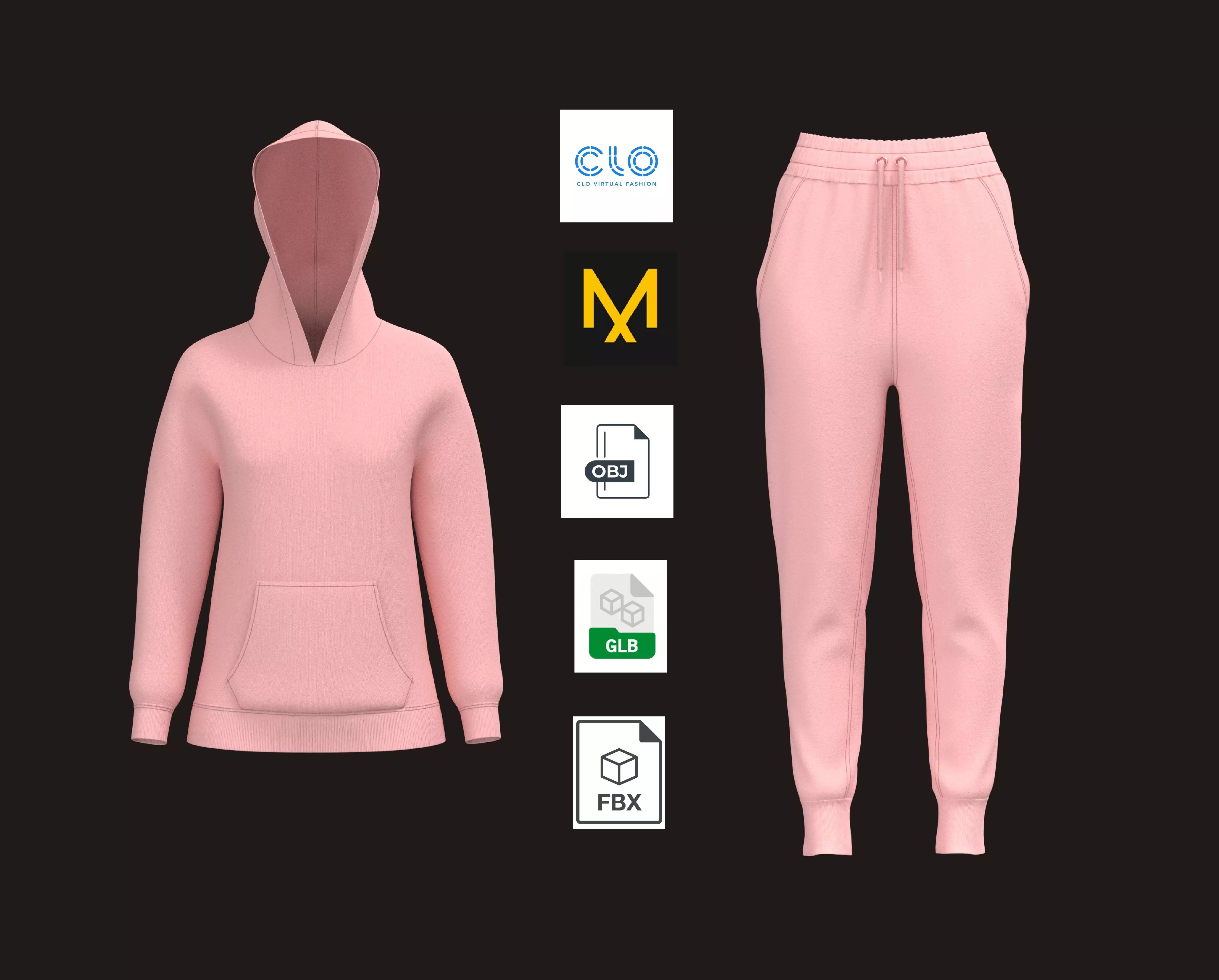 Ladies Hoodie with Jogger 3D model_0