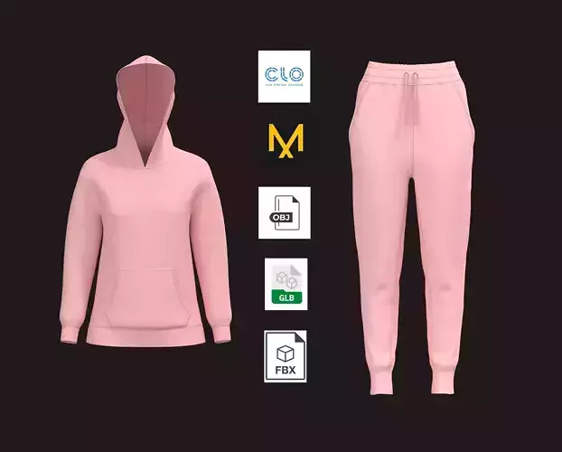 Ladies Hoodie with Jogger 3D model