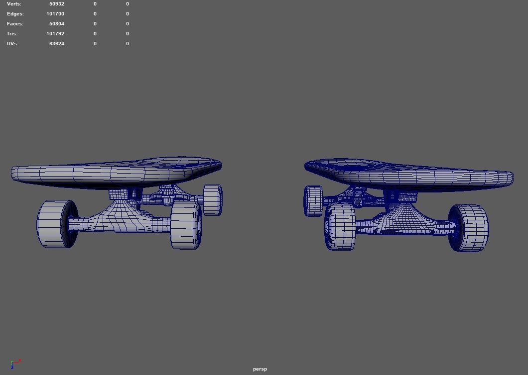 Skate skateboards Low-poly 3D model_11