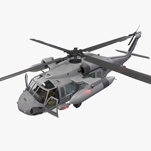 UH-60 Black Hawk Grey Complex Animation Low-poly 3D model
