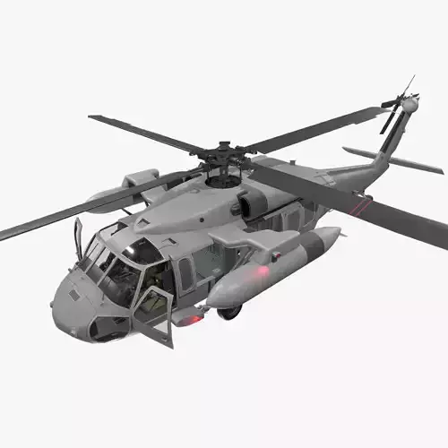 UH-60 Black Hawk Grey Complex Animation Low-poly 3D model