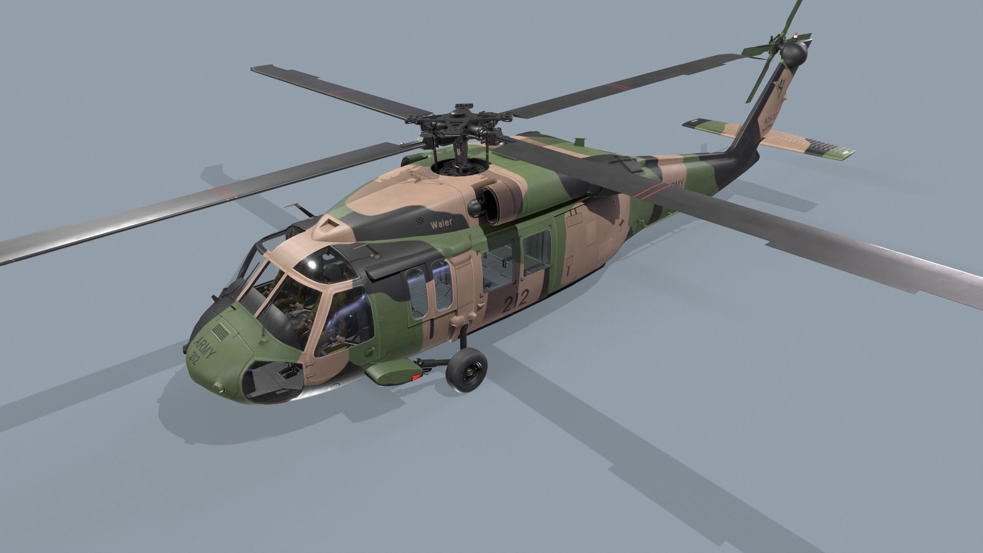 UH-60 Black Hawk Australian Army Complex Animation Low-poly 3D model_8