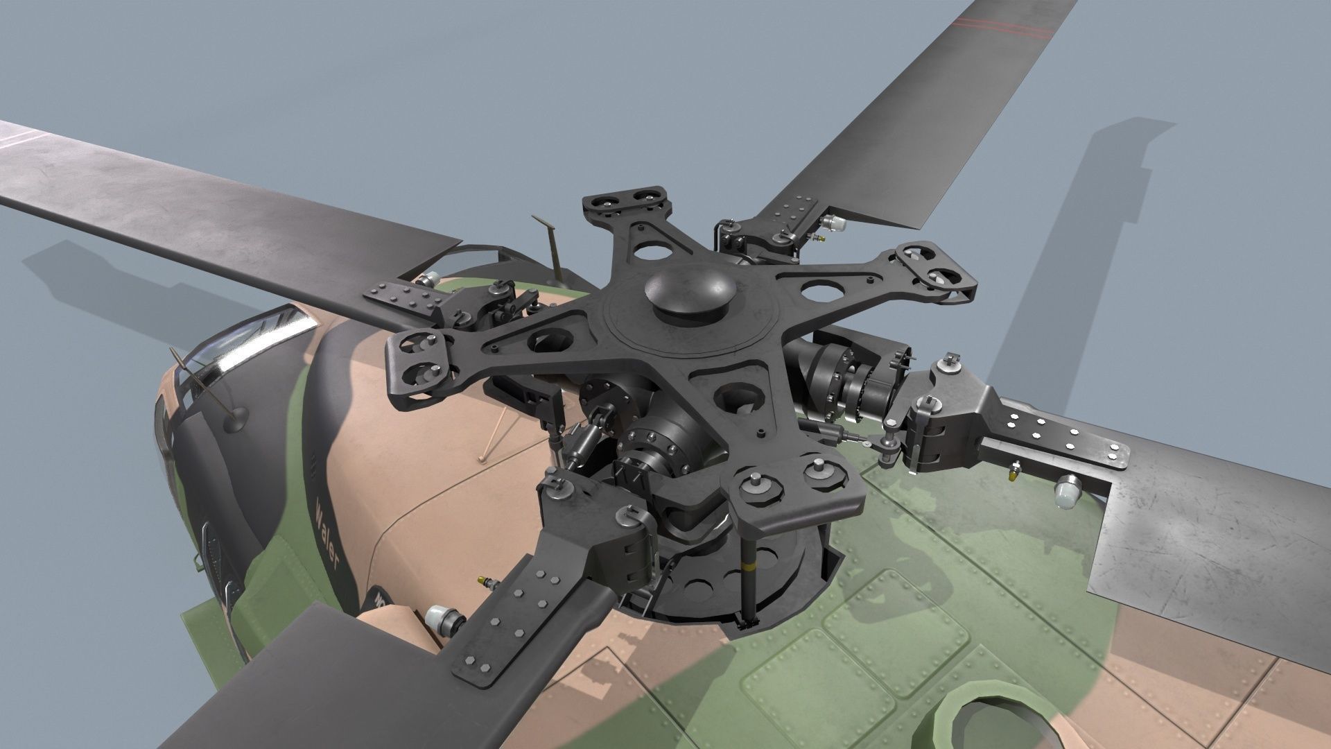 UH-60 Black Hawk Australian Army Complex Animation Low-poly 3D model_14