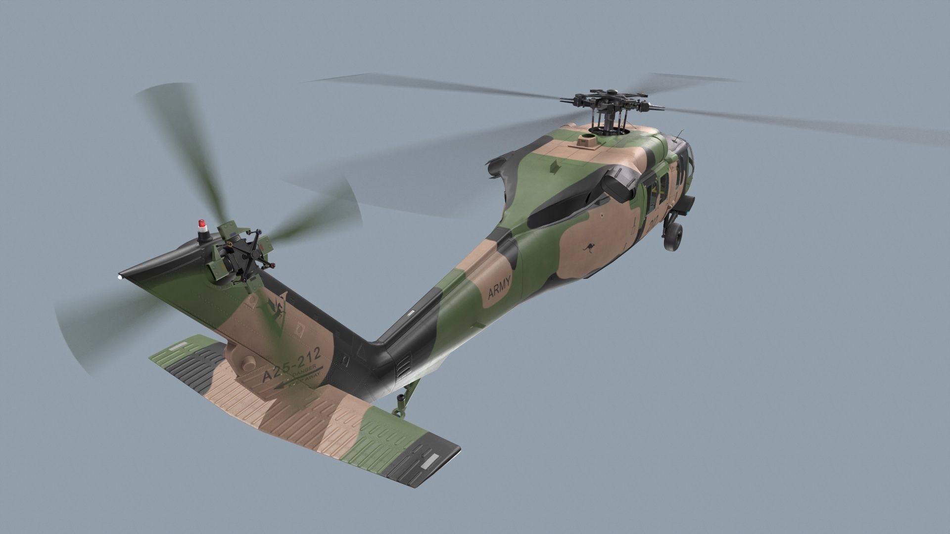 UH-60 Black Hawk Australian Army Complex Animation Low-poly 3D model_6