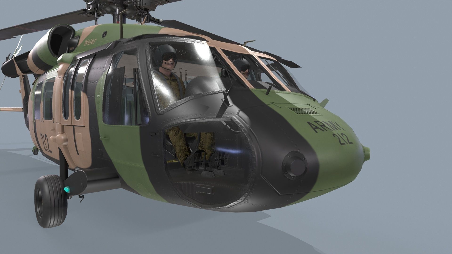 UH-60 Black Hawk Australian Army Complex Animation Low-poly 3D model_12