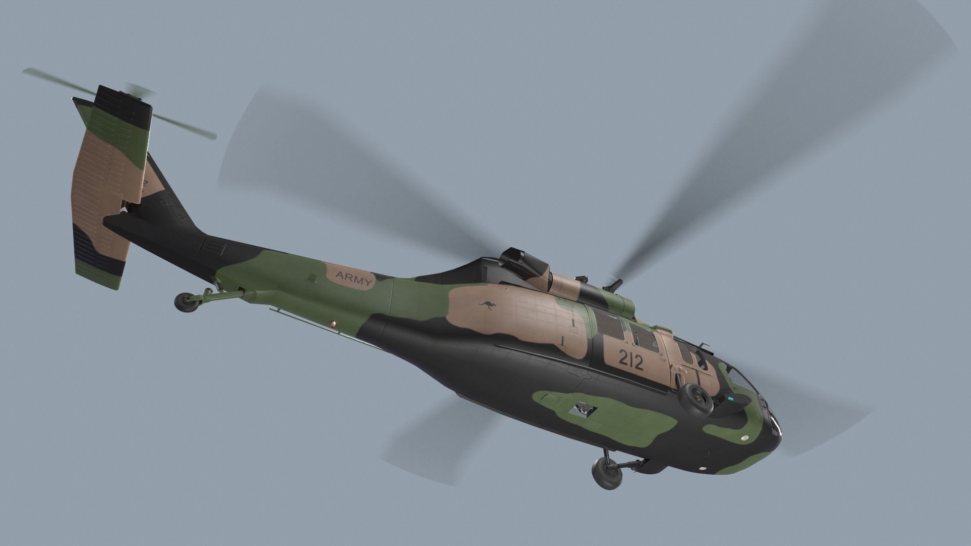 UH-60 Black Hawk Australian Army Complex Animation Low-poly 3D model_7