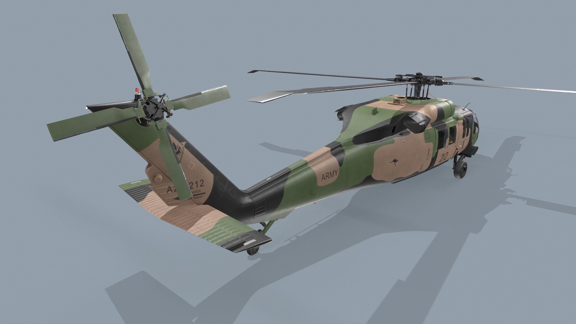 UH-60 Black Hawk Australian Army Complex Animation Low-poly 3D model_10